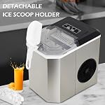 Angel Canada Machine à glace de comptoir, machine en acier inoxydable portable avec porte-scoop, auto-nettoyage, 26Lbs dans 24Hrs, 9 Cubes en 6 Mins, 2 Tailles des cubes de glace Bullet pour le bureau intérieur Camping nautique RV