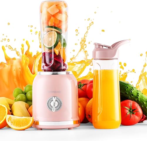 Licuadora de batidos con 6 cuchillas afiladas, mini licuadora personal para batidos y batidos con 3 velocidades ajustables, licuadora pequeña para