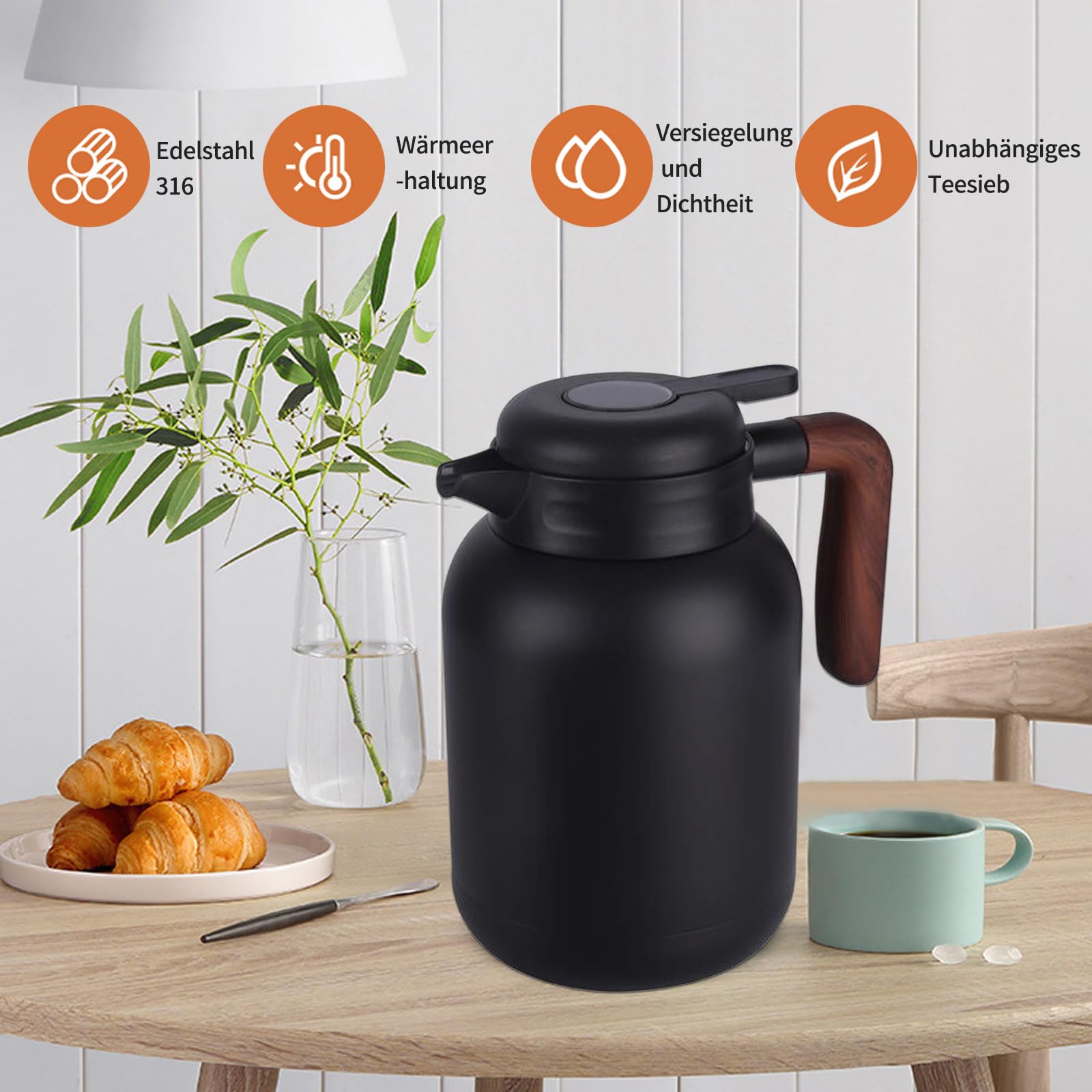 RVS Thermoskan met Theezeef - 800ml/27oz Dubbelwandige Thermische Drankkan - Vacuüm