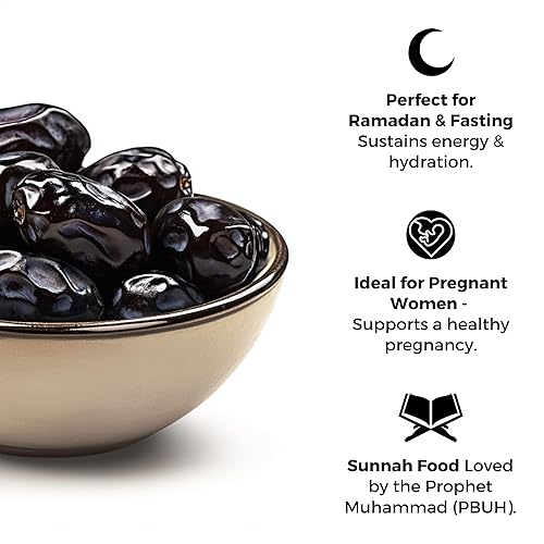 Miniatura 5 de Dátiles Ajwa premium de 1.1 libras de Madinah - Cosecha fresca 2023, certificado Halal, fechas árabes, ideales para Ramadán y alimentación saludable