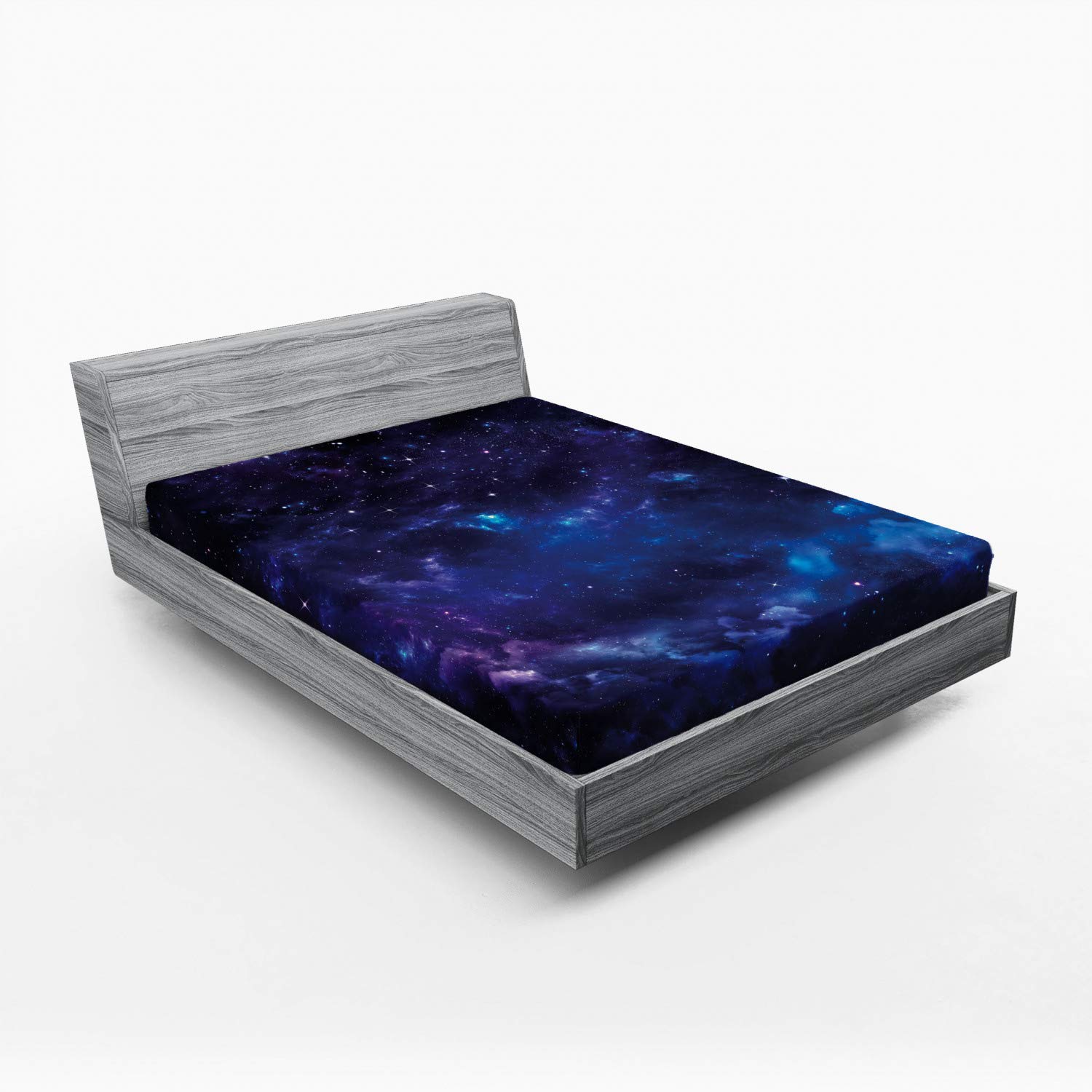 Ambesonne Sky 2 Pack Fitted Sheet, Space Illustration Galaxy, Bed Cover All-Round Elastic Deep Pockets 2 Pieces, Package Contains 2 California King Fitted Sheets, Purple Charcoal Grey