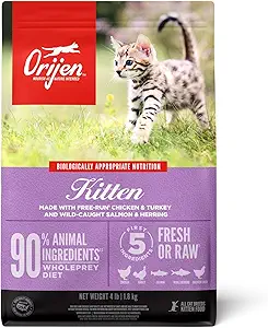ORIJEN Grain Free High Protein Premium Dry Cat Food Kitten Recipe 4lb Bag