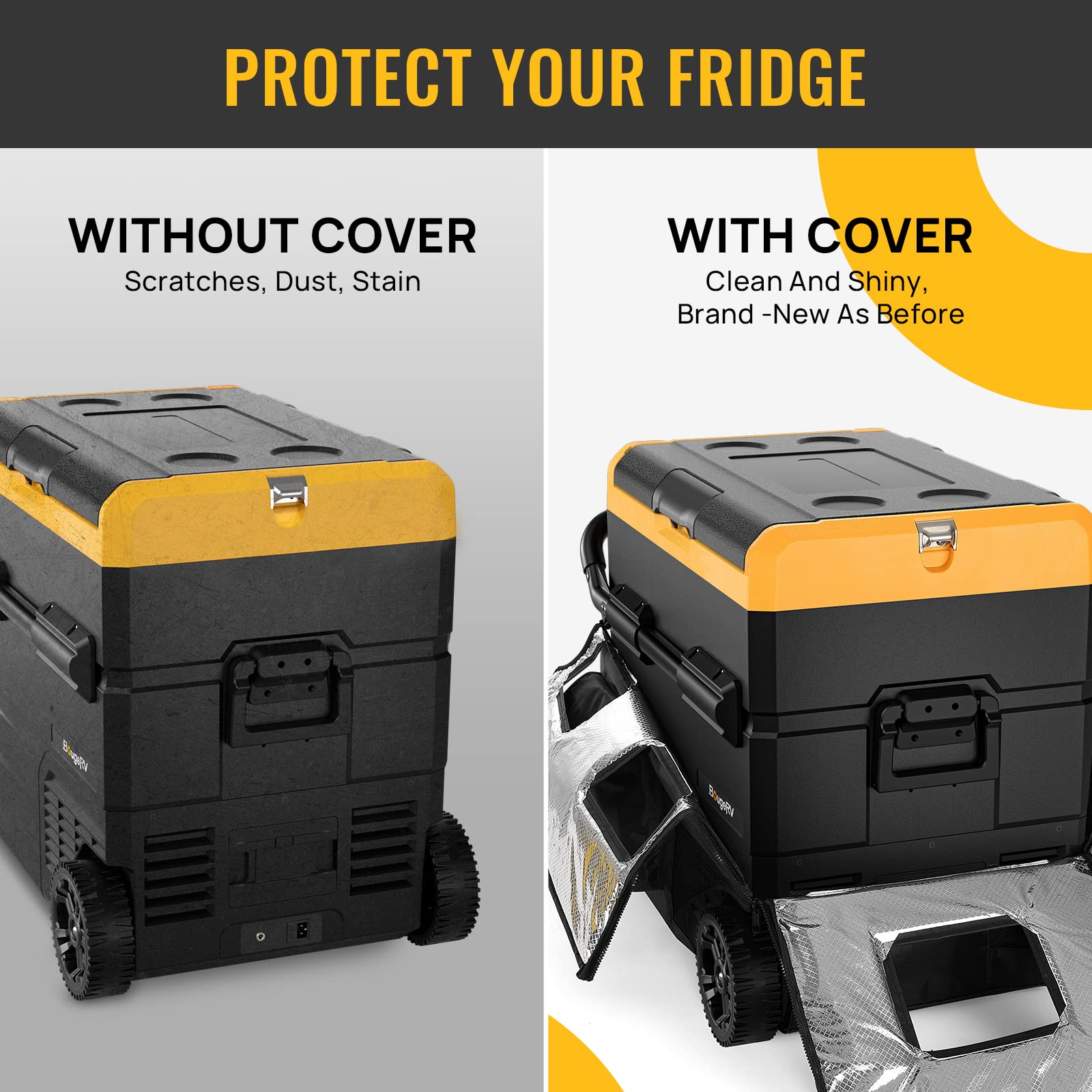 BougeRV 59 Quart Insulated Protective Cover, 12 Volt Portable Refrigerator Cover for BougeRV CR55/CRD55 Fridge, Portable Refrigerator Bag for Dual Zone Refrigerator (Refrigerator NOT Included) on Fridge.com