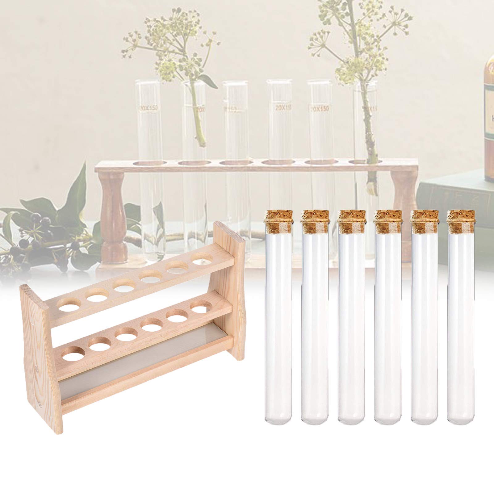Buy 6 Pcs 25×200mm (80ml) Glass Test Tubes with Cork Stoppers 1