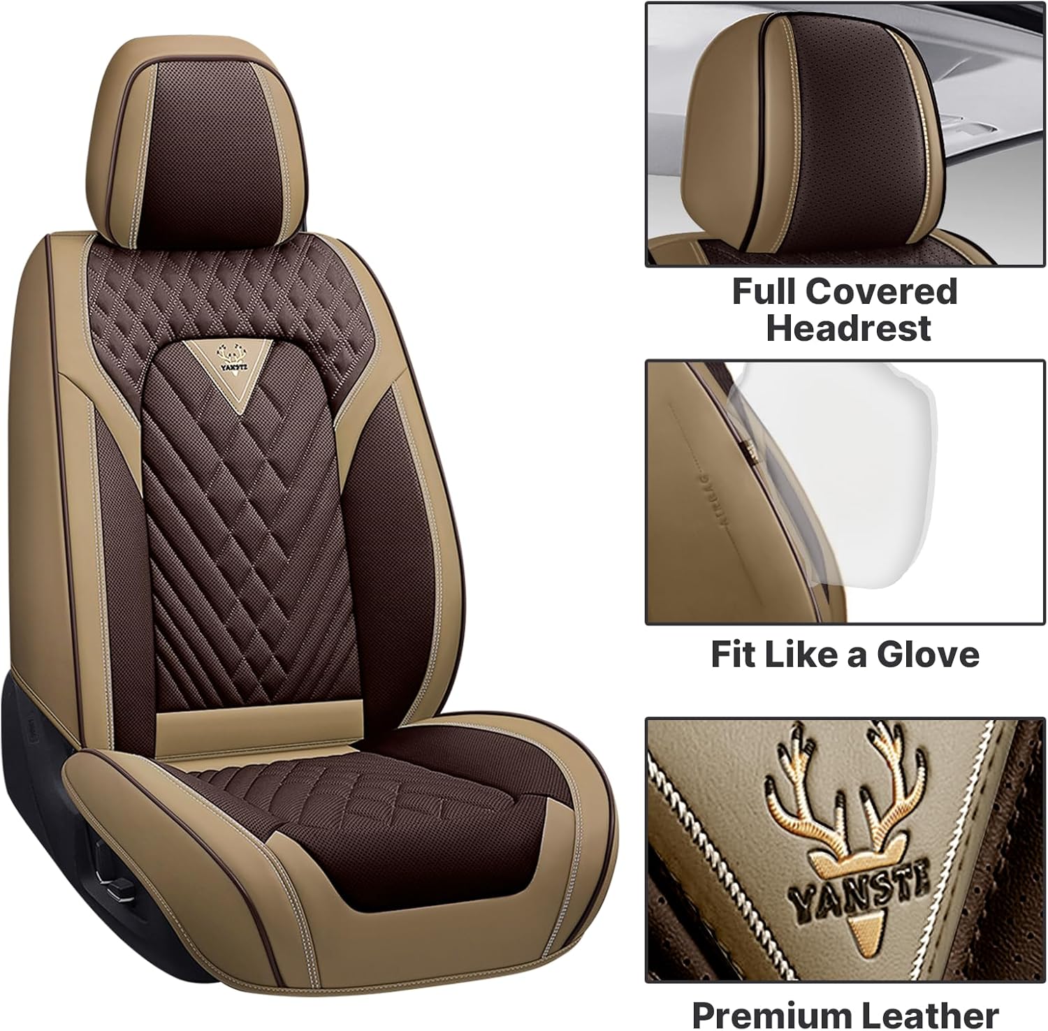 Car Seat Covers Fit for Lexus RX 300 1999-2004,Waterproof Wear-Resistant Premium Leather Seat Covers Breathable Seat Protector Coverage Automotive Seats Cushions (Full Set,Brown-Beige)