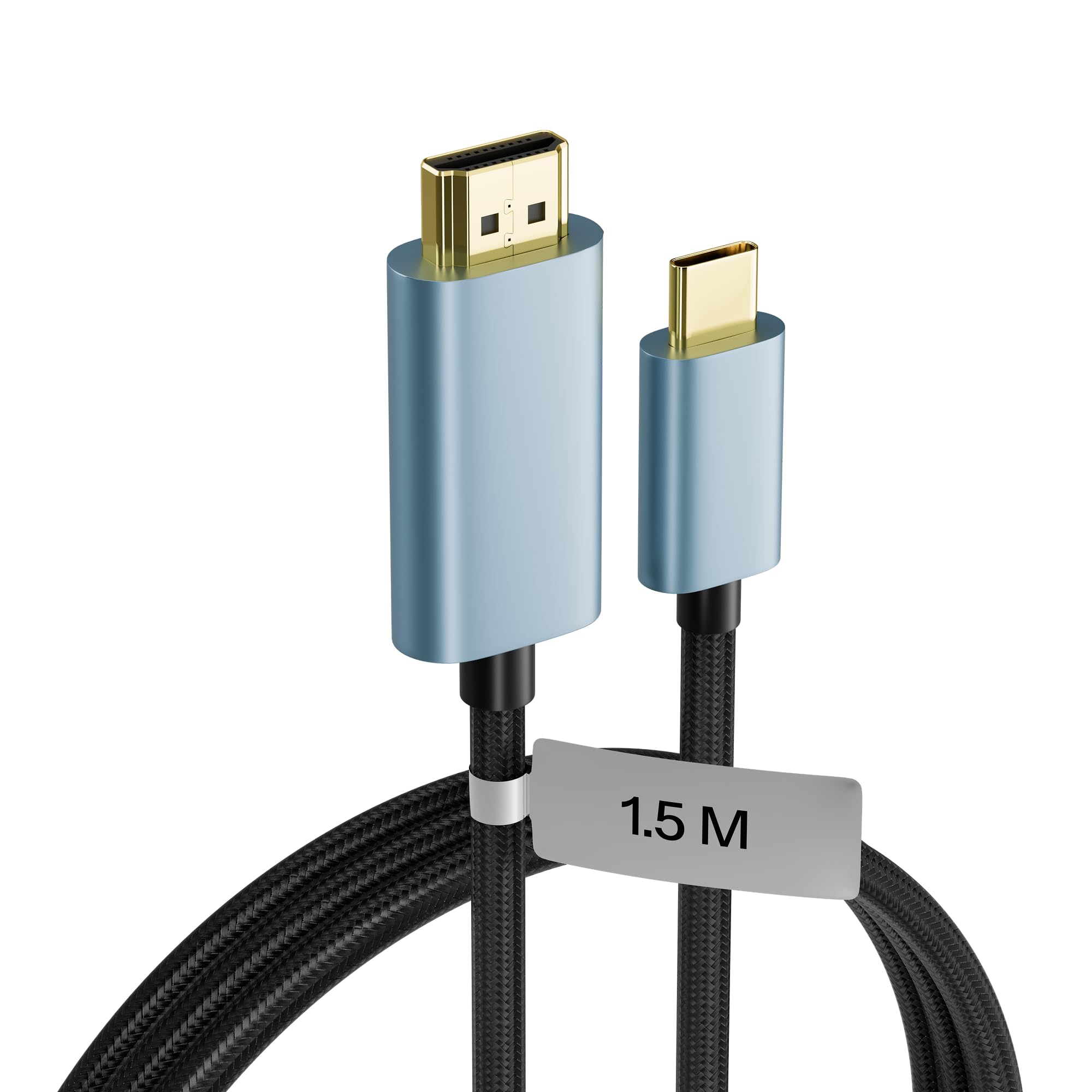 Basesailor HDMI to USB-C Cable 1.5M (4.9ft), 4K UHD Type-C to HDMI Adapter Cable for Monitor & TV, USB C to HDMI Cable for Laptop/Phone, HDMI Cable Type C USB Connector, Plug & Play Compatible Devices
