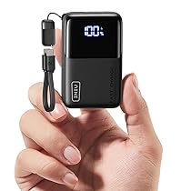 INIU Power Bank, 10000mAh Ultra Mini 45W Ricarica Rapida Powerbank con Cavo USB-C Collegato, Idoneo per Volo, Compatto ma Potente Caricatore Portatile per iPhone 17 16, Samsung S22, Xiaomi, iPad ecc.