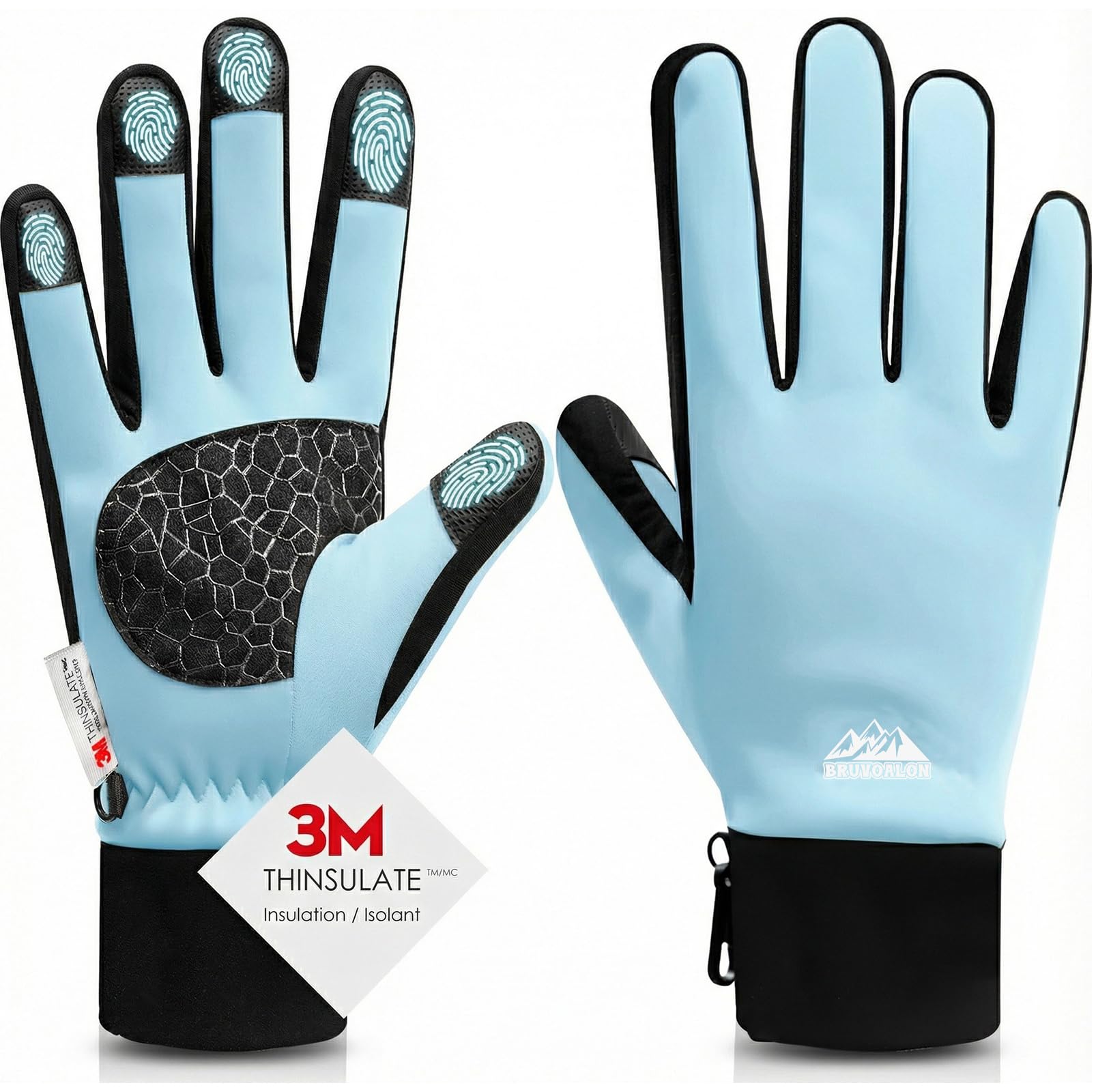 Bruvoalon Winter Gloves for Women &amp; Men, 3M Thermal Insulation, Lycra Fabric, Touchscreen, Anti-Slip