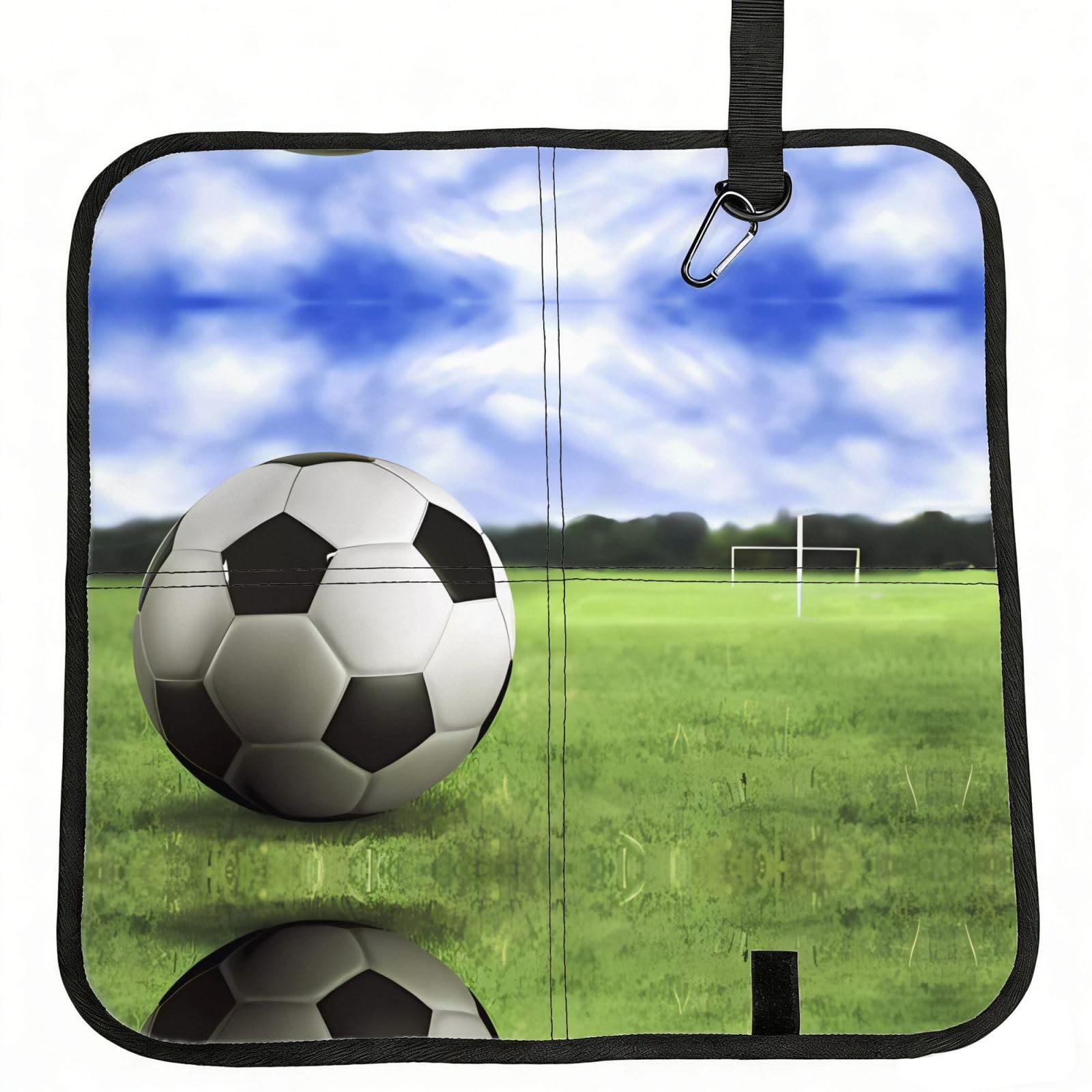 WBQLSL soccer ball background Foldable Seat Cushion - Portable Stadium Pad with Carabiner for Camping Hiking Picnic Beach