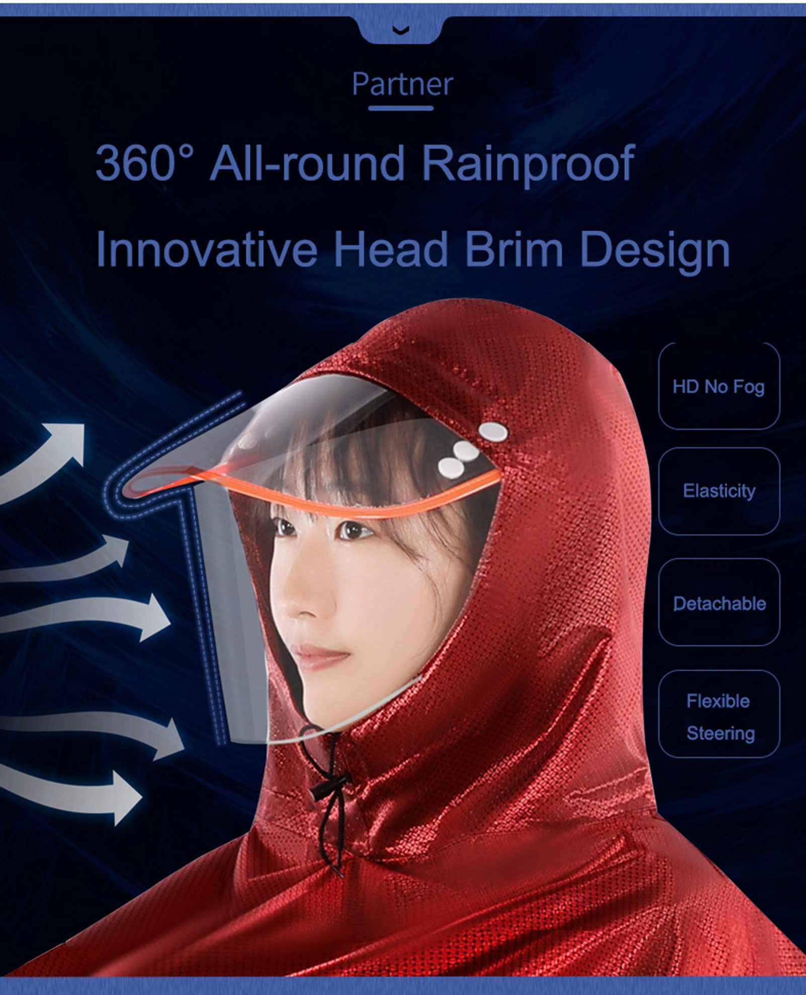 Funda para scooter de movilidad Chubasquero for bicicleta eléctrica, poncho de lluvia con capucha, impermeable, impermeable for ciclismo, resistente al viento, unisex, doble capa de lluvia, bicicleta