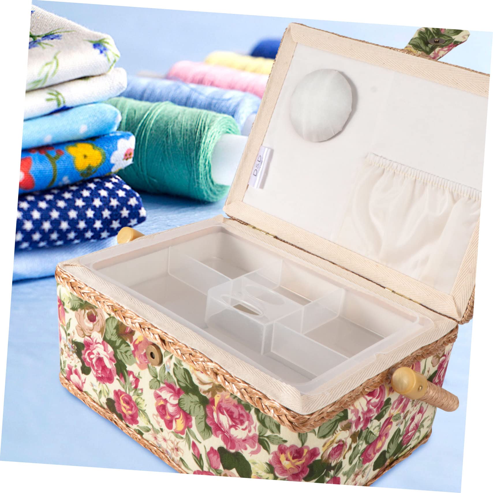 Caja de Costura de Tela Estilo Europeo Ligera para Hilos y Agujas | Almacenamiento Práctico para Manualidades y Confección, Tacto Cómodo, Ambiente Acogedor