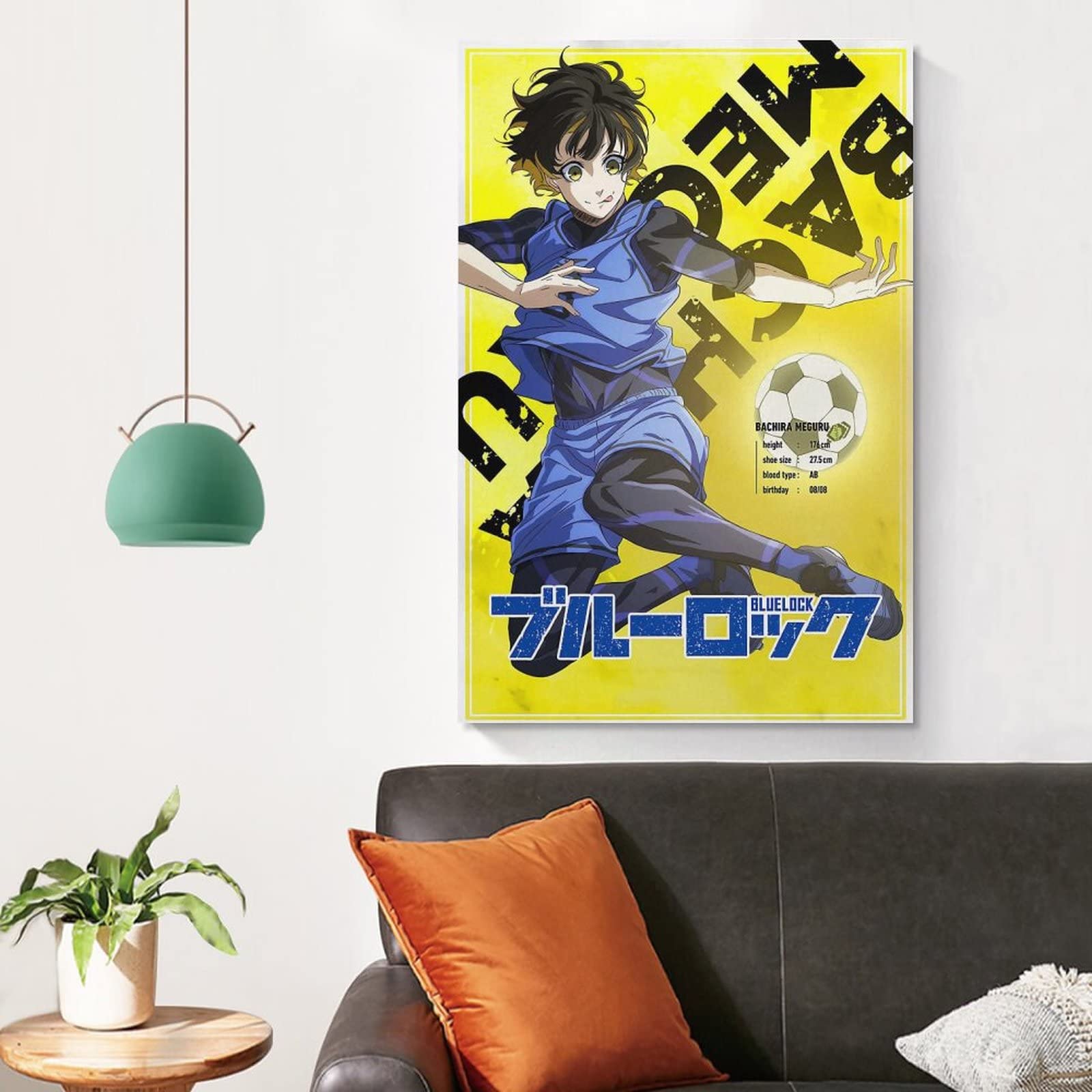 Poster su tela a tema anime Blue Lock, decorazione per camera da letto, sport, ufficio, camera da letto, regalo, senza cornice, 30 x 45 cm