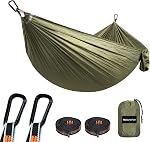 NATUREFUN Ultra-Light Voyage Camping Hammock 300kg Capacité de charge,(275 x 140 cm) Respirant, Séchage rapide parachute Nylon 2 x Carabines haut de gamme,2 x Écharpes en nylon incluses dans le jardin intérieur extérieur