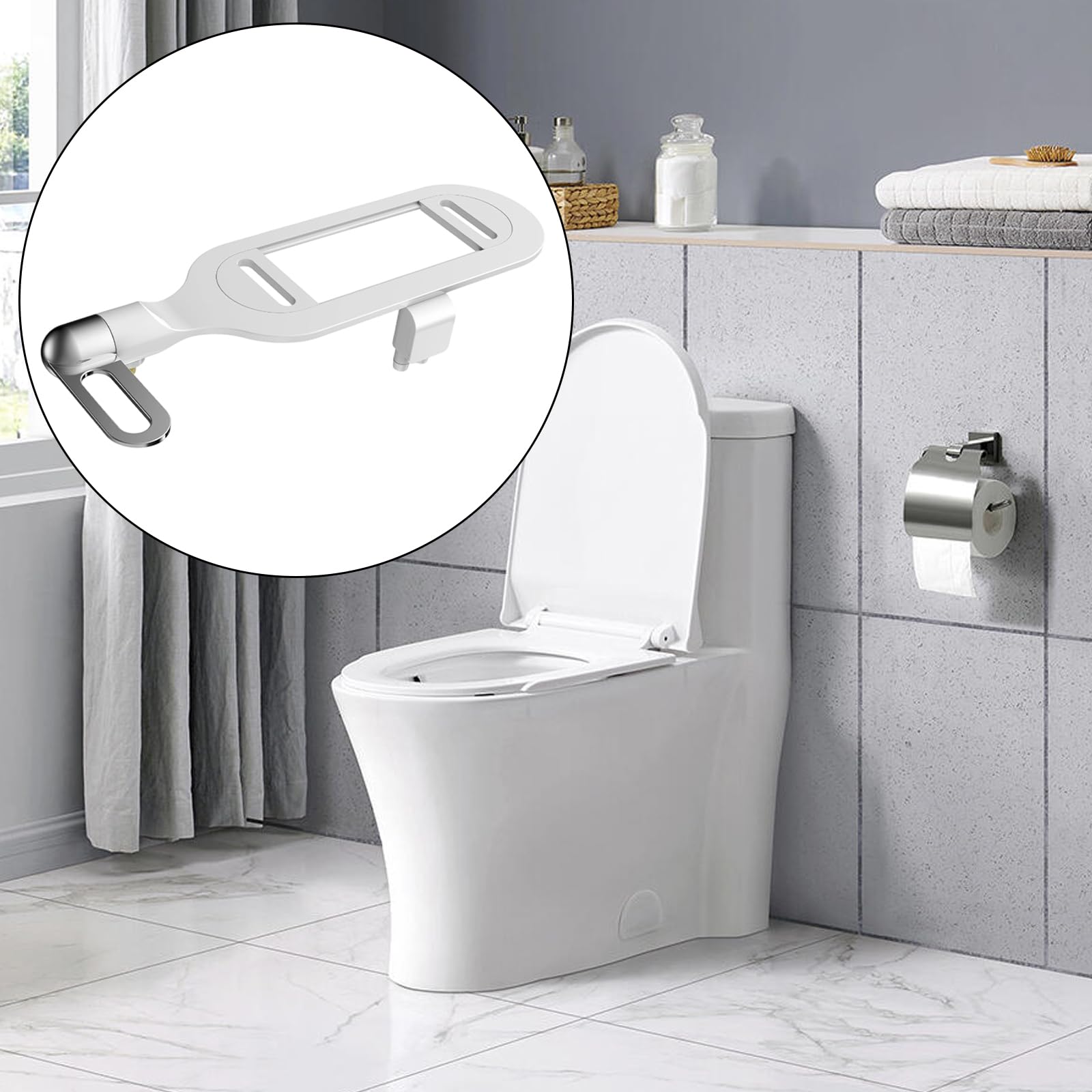 Accesorio delgado para bidé para inodoro, modo dual, fácil control de presión para personas mayores, solución de higiene cómoda, presión de agua ajustable, ecológica, actualización de baño