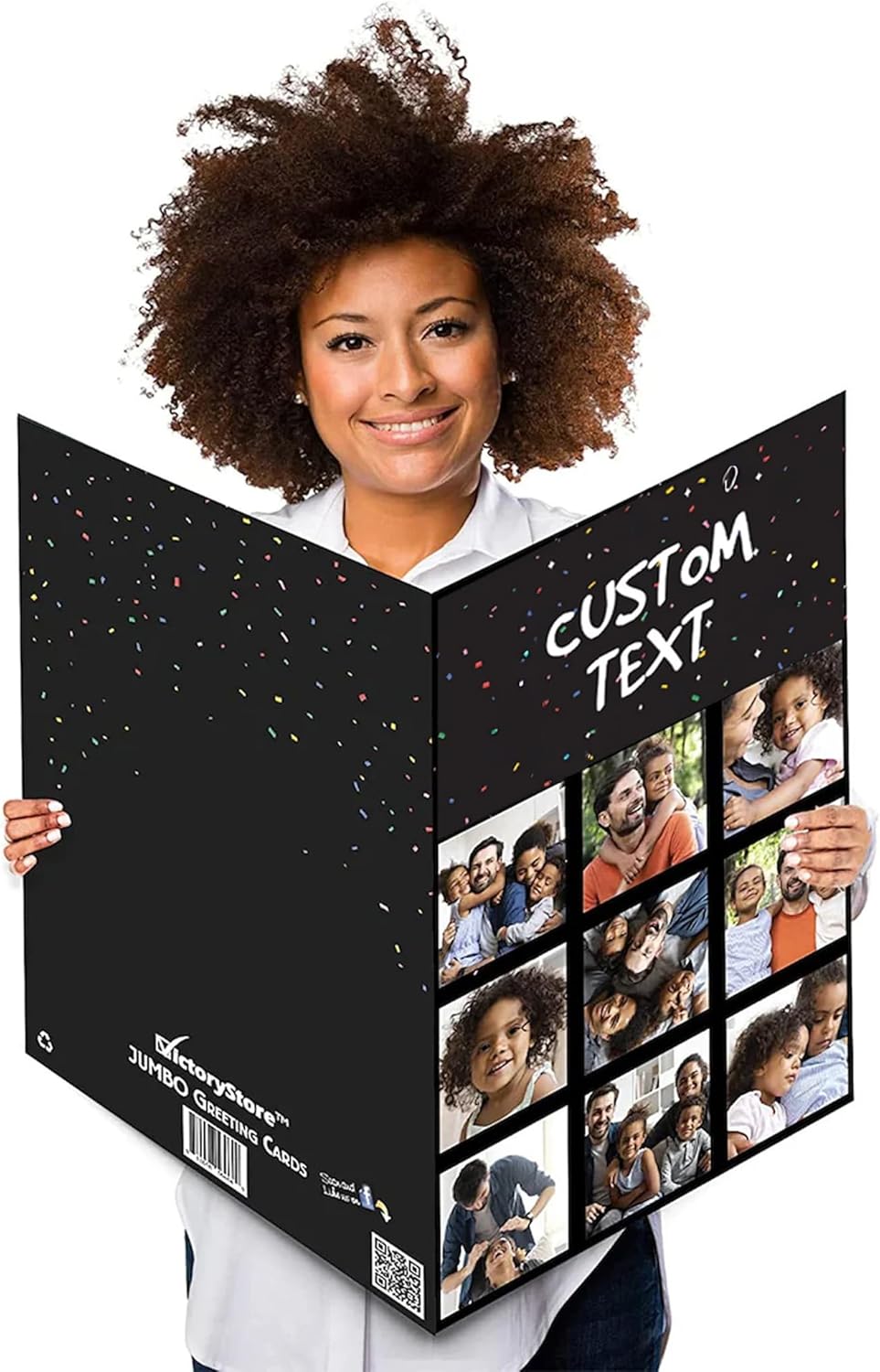 VictoryStore Jumbo Personalized Photo Card Custom Text & 9 Photo Collage, Oversized Greeting Card Customizable Birthday, Anniversary, Graduation, Retirement, or Special Occasion Gift (3-Foot Card)