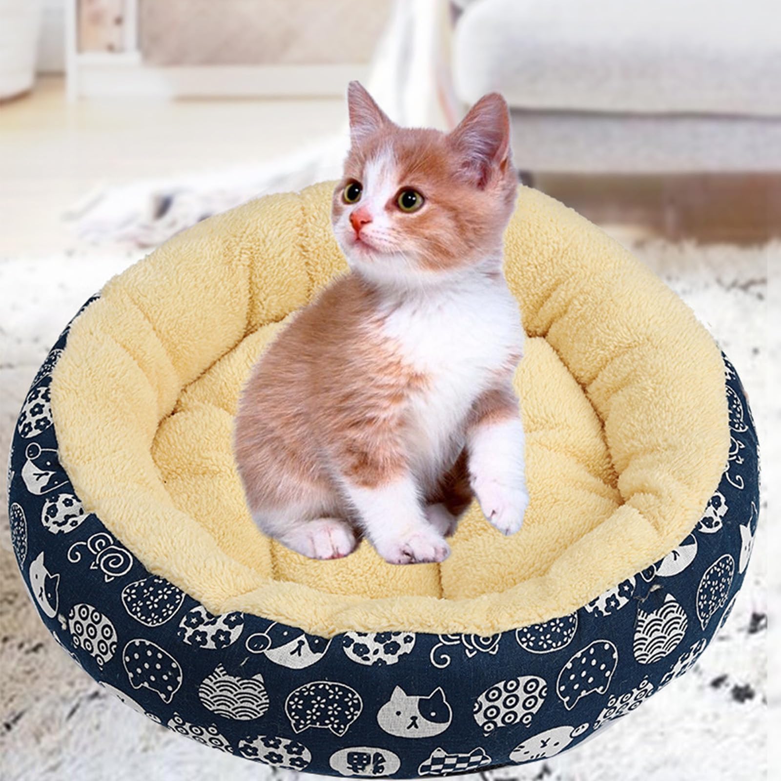 DOTBUY Hundebett Rundes Donut-Kissen – 80 Cm, Hellgrau, Waschbar. Für Hunde & Katzen, Mit Anti-Rutsch-Boden.