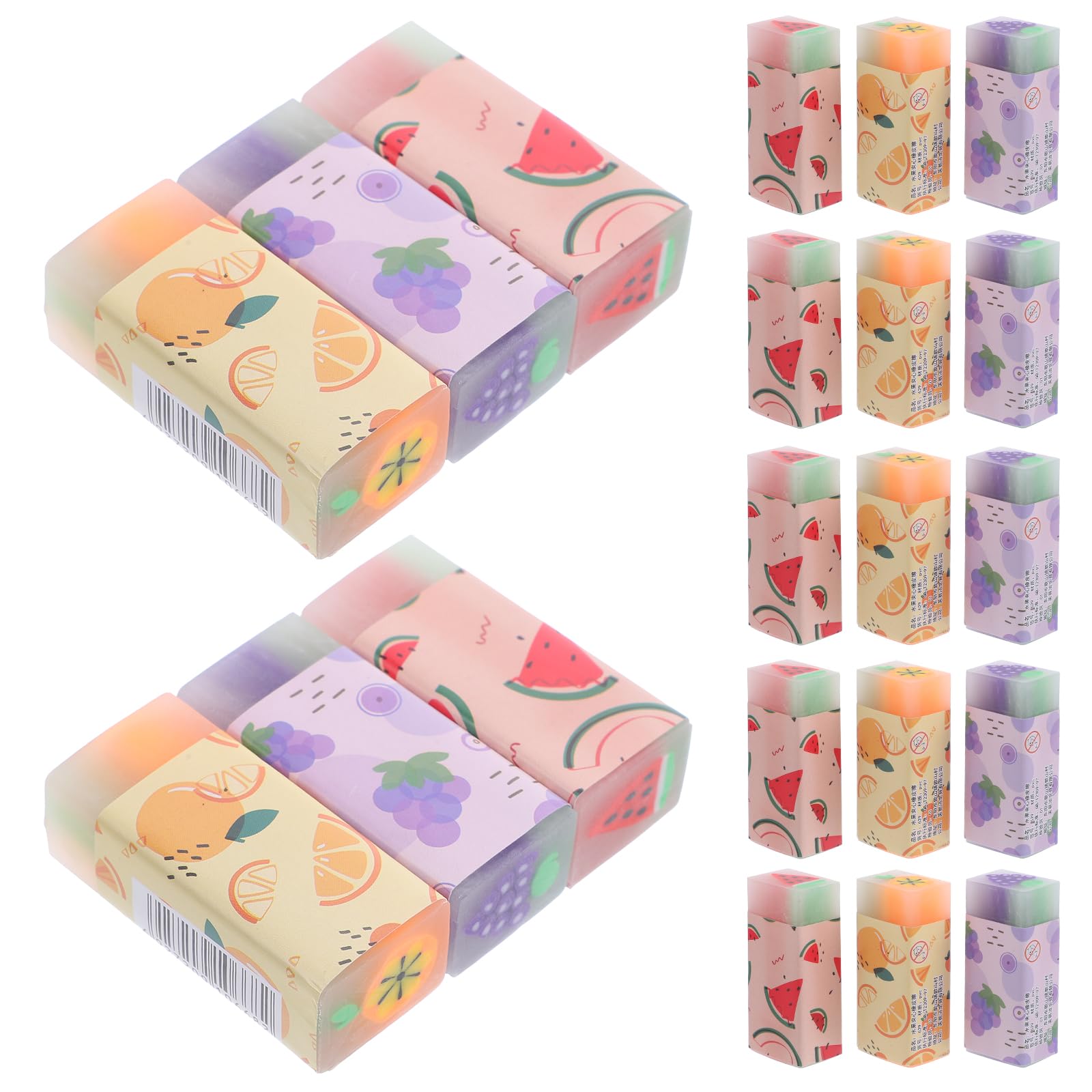 Gadpiparty Gommes Fruits Kawaii 36 Pièces en Caoutchouc à L'École