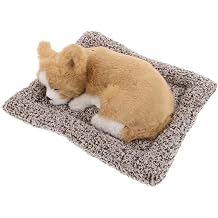 Gatuida Realistic Plush Sleeping Dog Car Ornament on Mat 10X8 Inch Cute Dashboard Decorative Puppy Stuffed Animal for Auto Interior