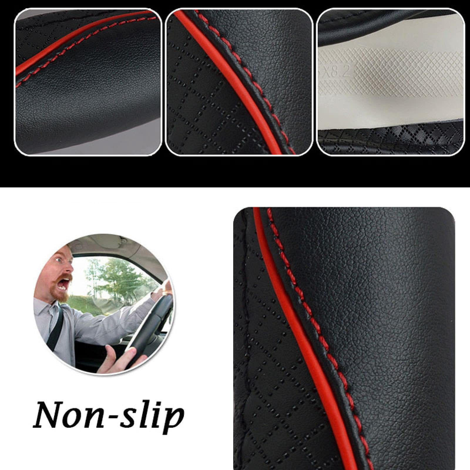 Coprivolante Auto In Pelle Scamosciata 38 Cm - Antiscivolo E Traspirante - Universale Per Volanti (Nero)