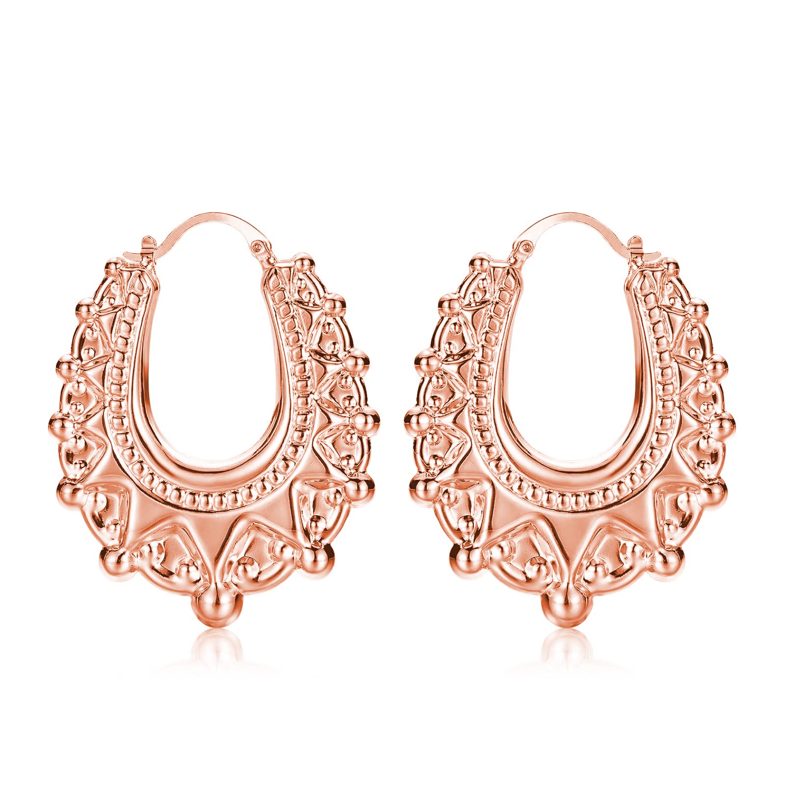 XL 18K Long Gypsy Creole Earrings - Elegant Earrings with Real 18K Plating - Heavy Real Plating Trendy Fashion Statement for Women and Teens - Bling King London