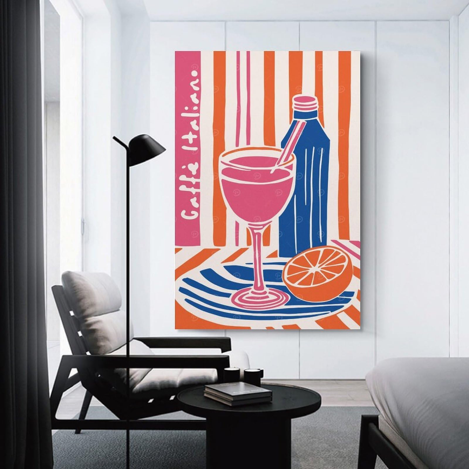 Junmoney Retro Italy Cafe Art Canvas Wall Decor, 20x30inch(50x75cm), for Gallery Wall Decor And Room Displays, Wall Decor Suited to Curated Displays