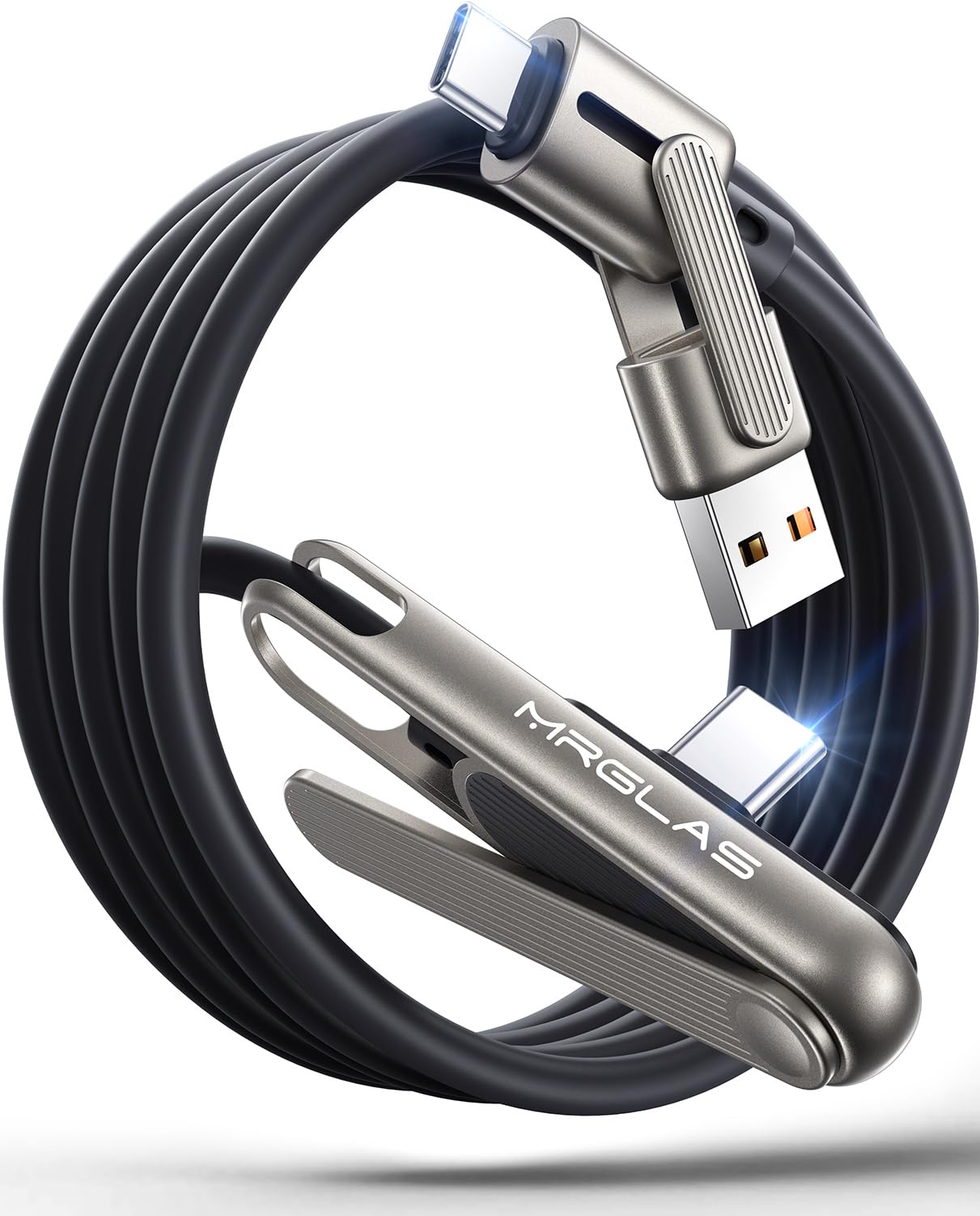 Photo 1 of ?2026 Upgraded?3-in-1 240W Invisible Stand Fast Charging Cable, Chubby USB A/C to USB C Cable, 90 Degree Type C Charger Cord (4ft) with Built-in Phone Stand, for iPhone 17/16 Pro Max Galaxy S26 Ultra