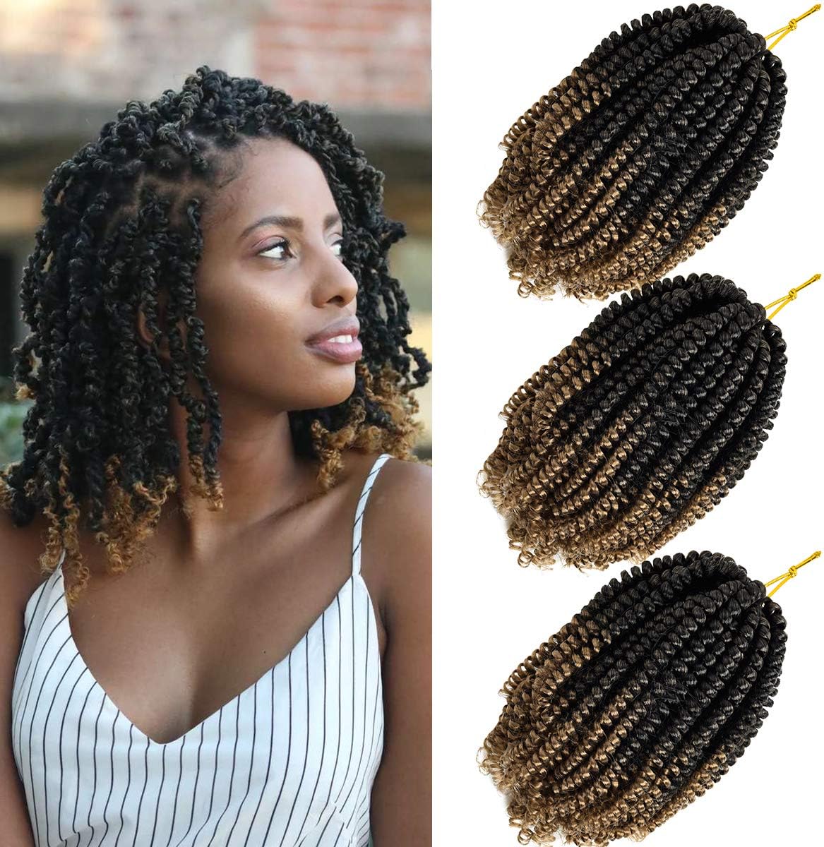 Spring Twist Crochet Hair Bomb Nubian Twist Braiding Hair 1BT27 8 Inch Spring Twist Hair 3 Packs
