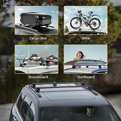 Miniatura 8 de BougeRV Barras transversales de techo mejoradas compatibles con Jeep Grand Cherokee 2011-2021 con rieles laterales ranurados, barras transversales