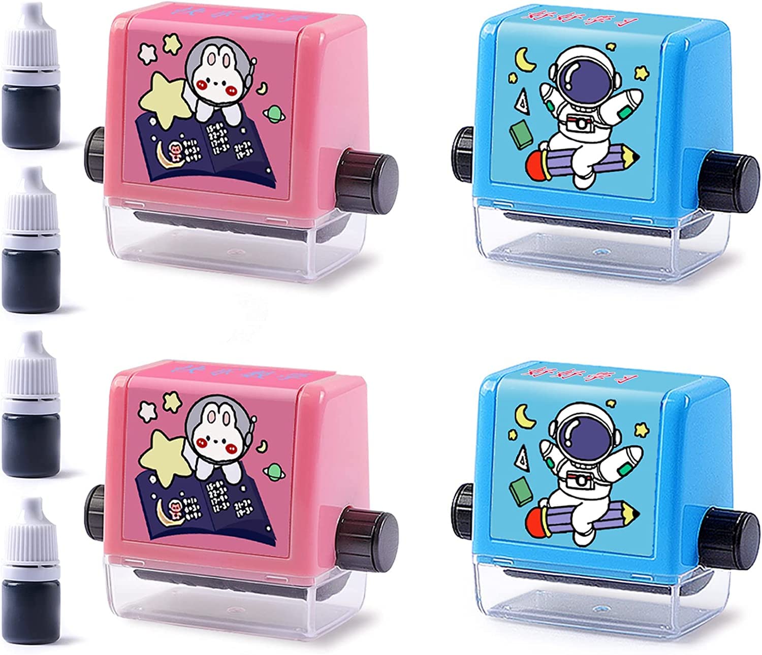 THE WHITE SHOP4PCS Smart Math Roller Stamps,Teaching Stamps for Kids,Math Practice Stamps,Addition Subtraction Multiplication Division Math Learning Stamps Within 100