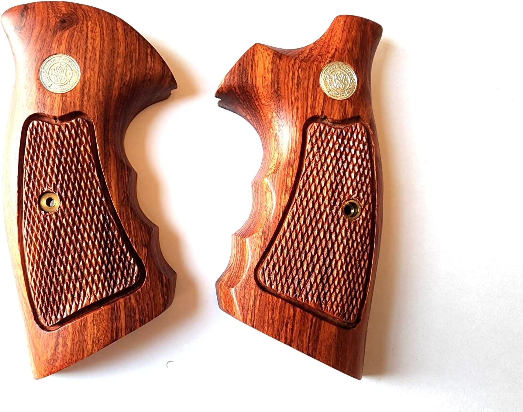 BMPL Open Back S&W K/l Frame Square Butt Revolver Grips Hardwood Finger Groove Checkered Handmade