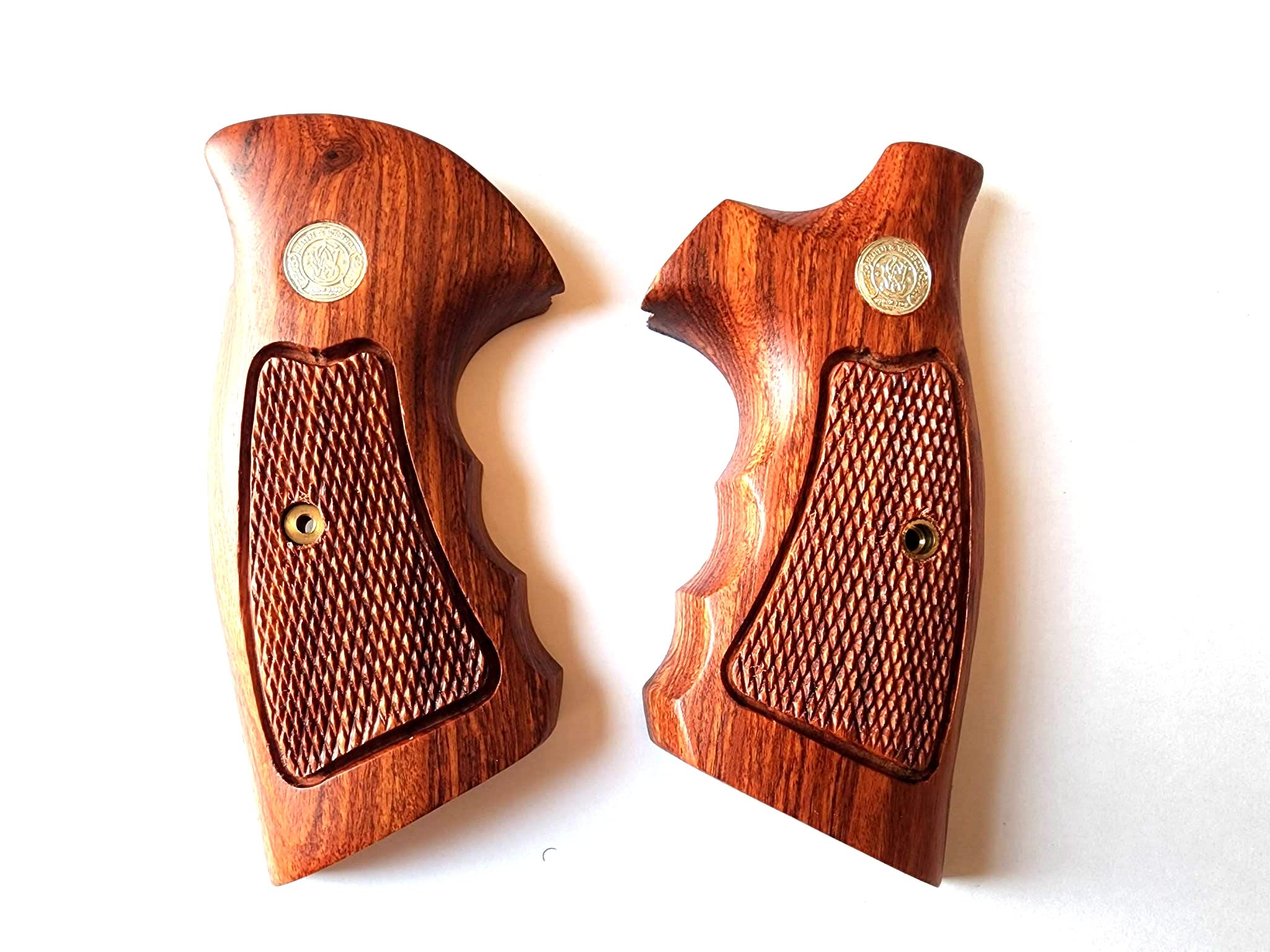 BMPL Open Back S&W K/l Frame Square Butt Revolver Grips Hardwood Finger Groove Checkered Handmade