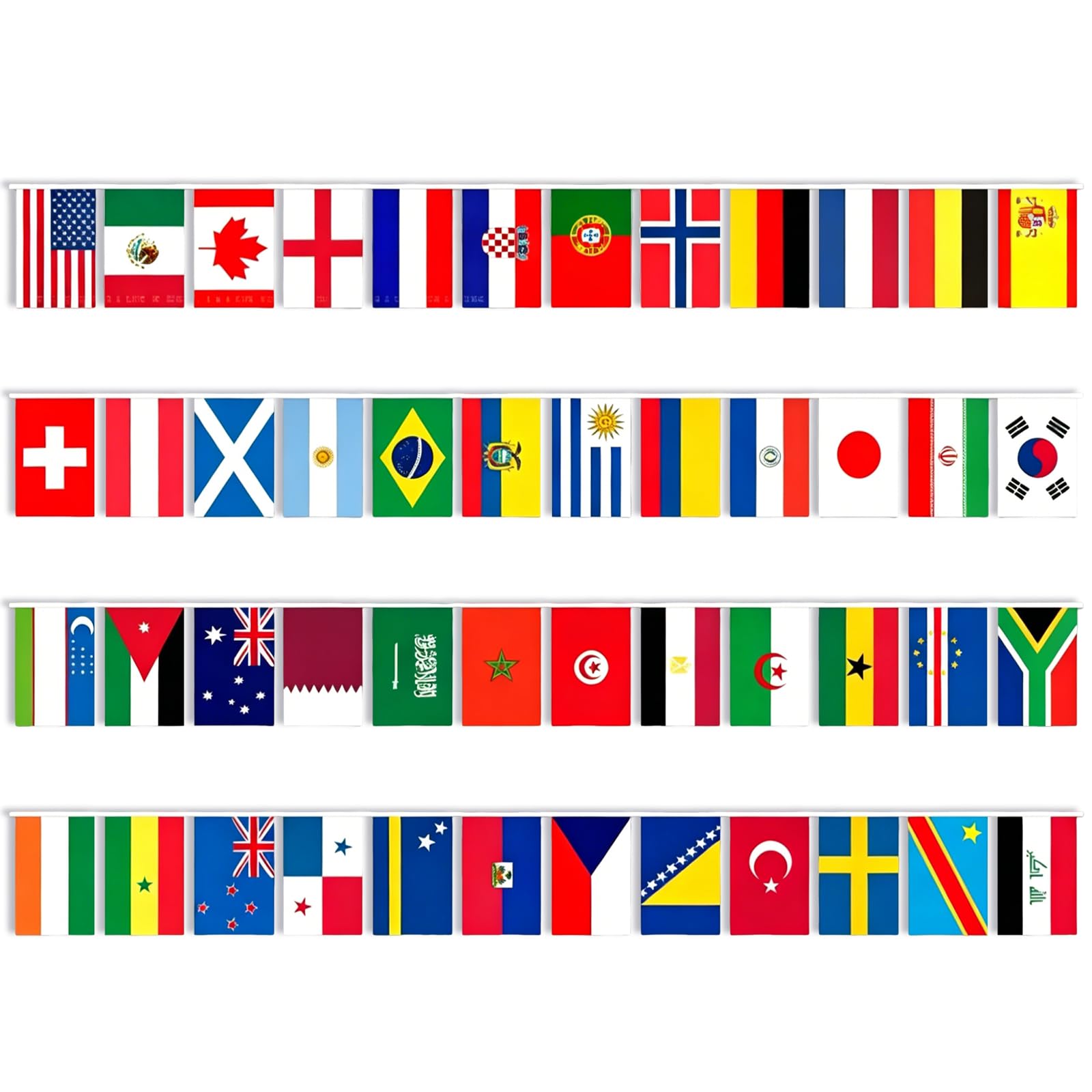 World Football Flags Bunting 2026 48 Countries Wall Chart 14.5m/48ft Double-Sided International Bunting Banner for Soccer 2026 Soccor Party Garden Bar Club Pub Home Street Decor (14.5M)