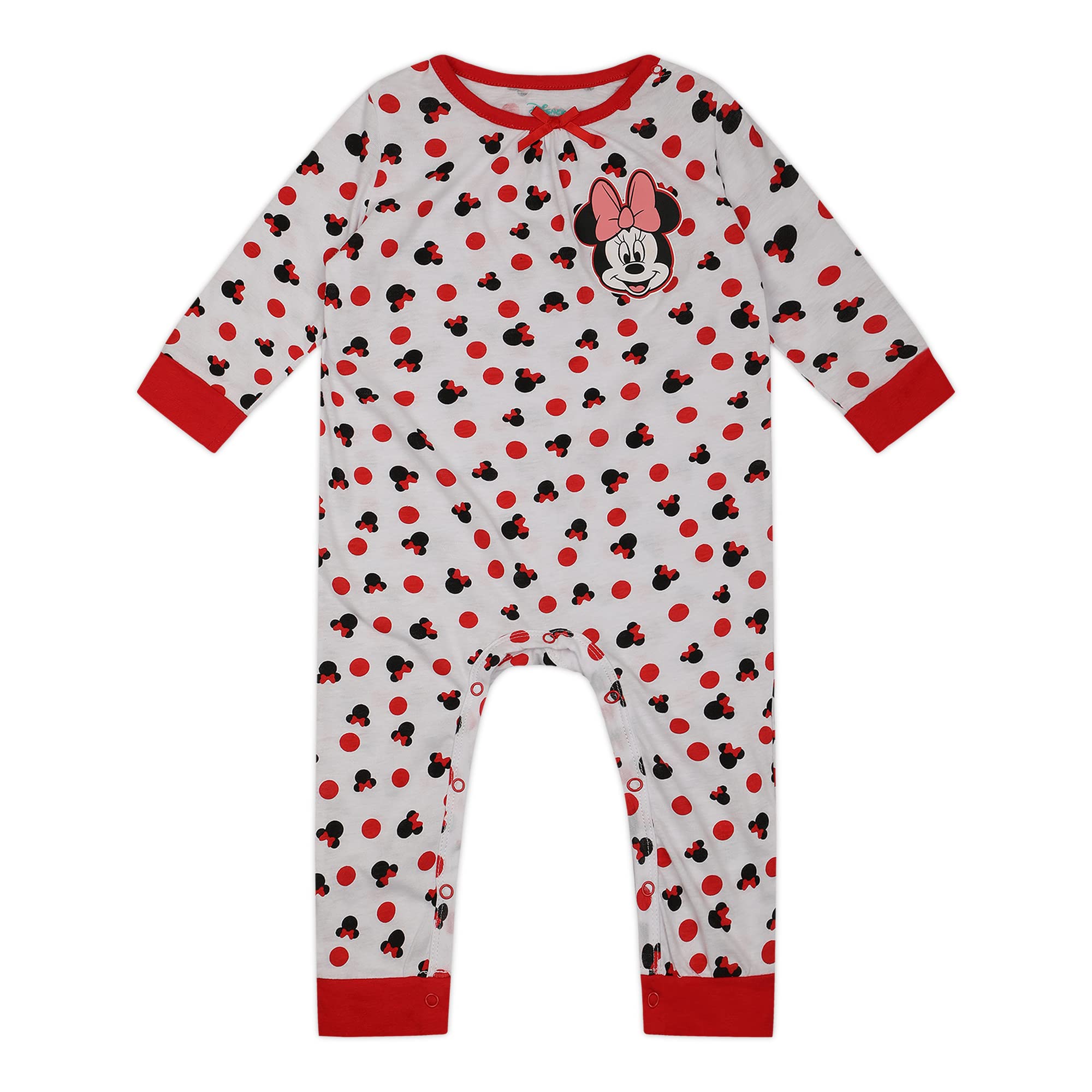 Disney Minnie Mouse zestaw 2 kombinezonów z długim rękawem, kombinezon dla noworodka i niemowląt, czerwono-biały