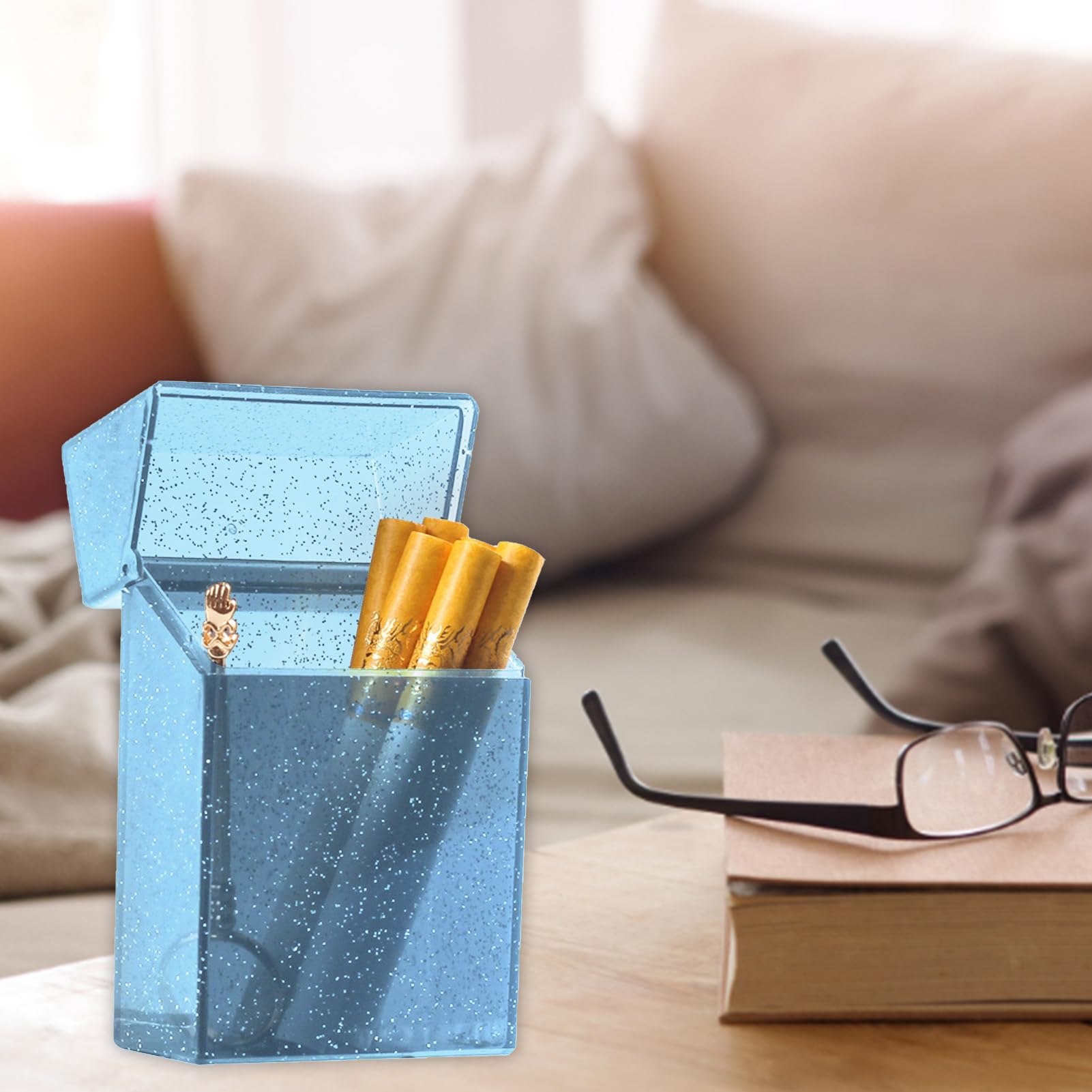 Cigarettes Container | Transparent Pocket Carrying Box | Glitter Carrying Case, Holds 20 Cigarettes, Portable Cigarettes Holder for Men and Women, Smoker