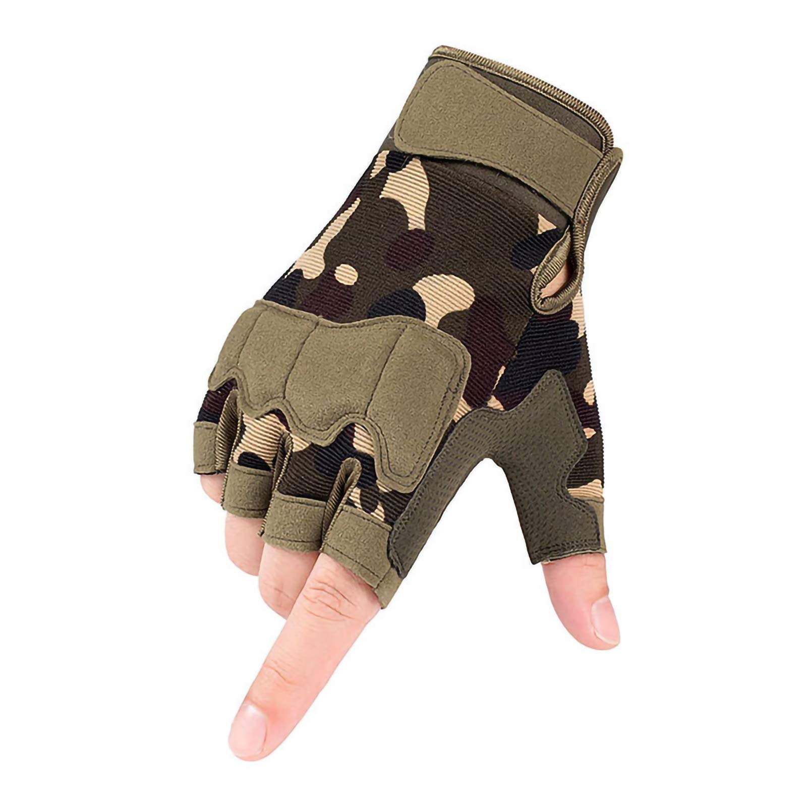 Guantes Tácticos De Medio Dedo Hombres Mujeres Guantes Antideslizantes Sin Dedos para Deportes Al Aire Libre Ciclismo Motocicleta Senderismo Escalada Camping Caza Correr,Jungle Camouflage,XL