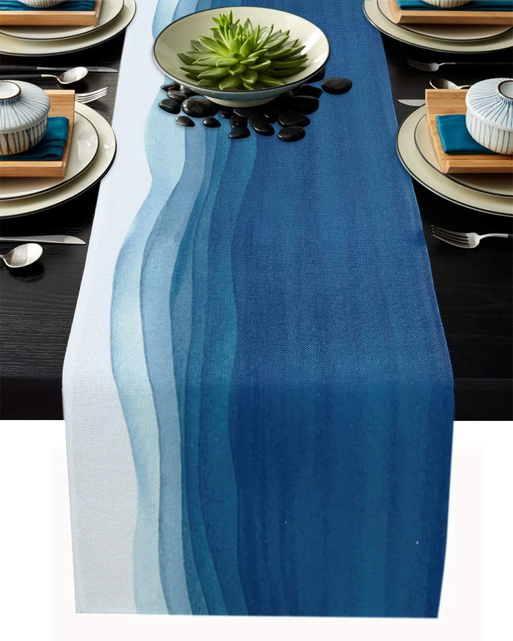 X spring Table Runner, Light Blue Table Runner, Decor Dining Table Runner Non-Slip Table Decor, Farmhouse Kitchen Decor, Linen Table Runner for Kitchen, Home, Dining, Outdoor (13" Wide 72" Long)