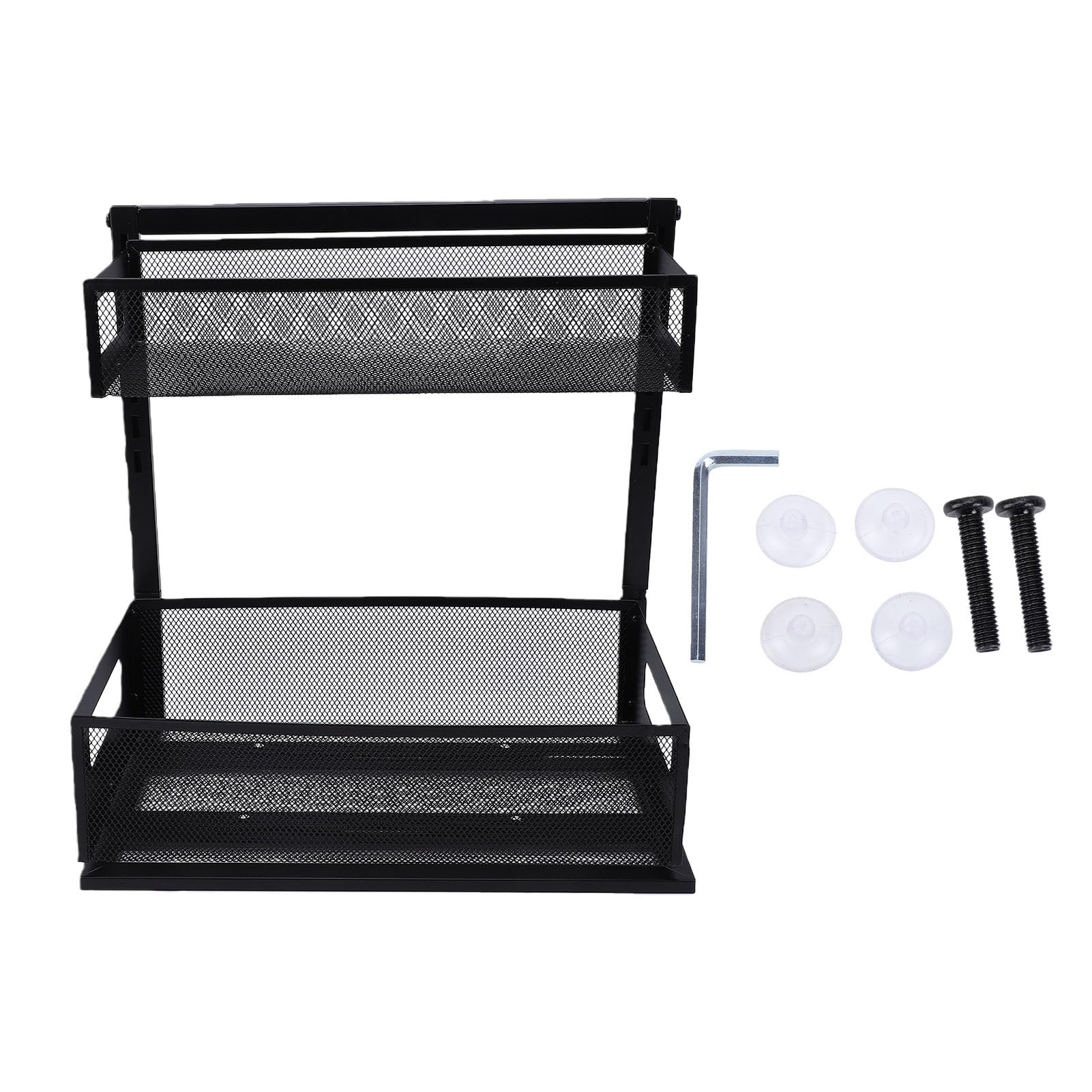 Fdit Organizer Sottolavello, Cassetto Estraibile a 2 Livelli Regolabile | Guida in Acciaio Al Carbonio, Portata 100 Lb, per Mobili o Bagno, 7 Altezze Regolabili
