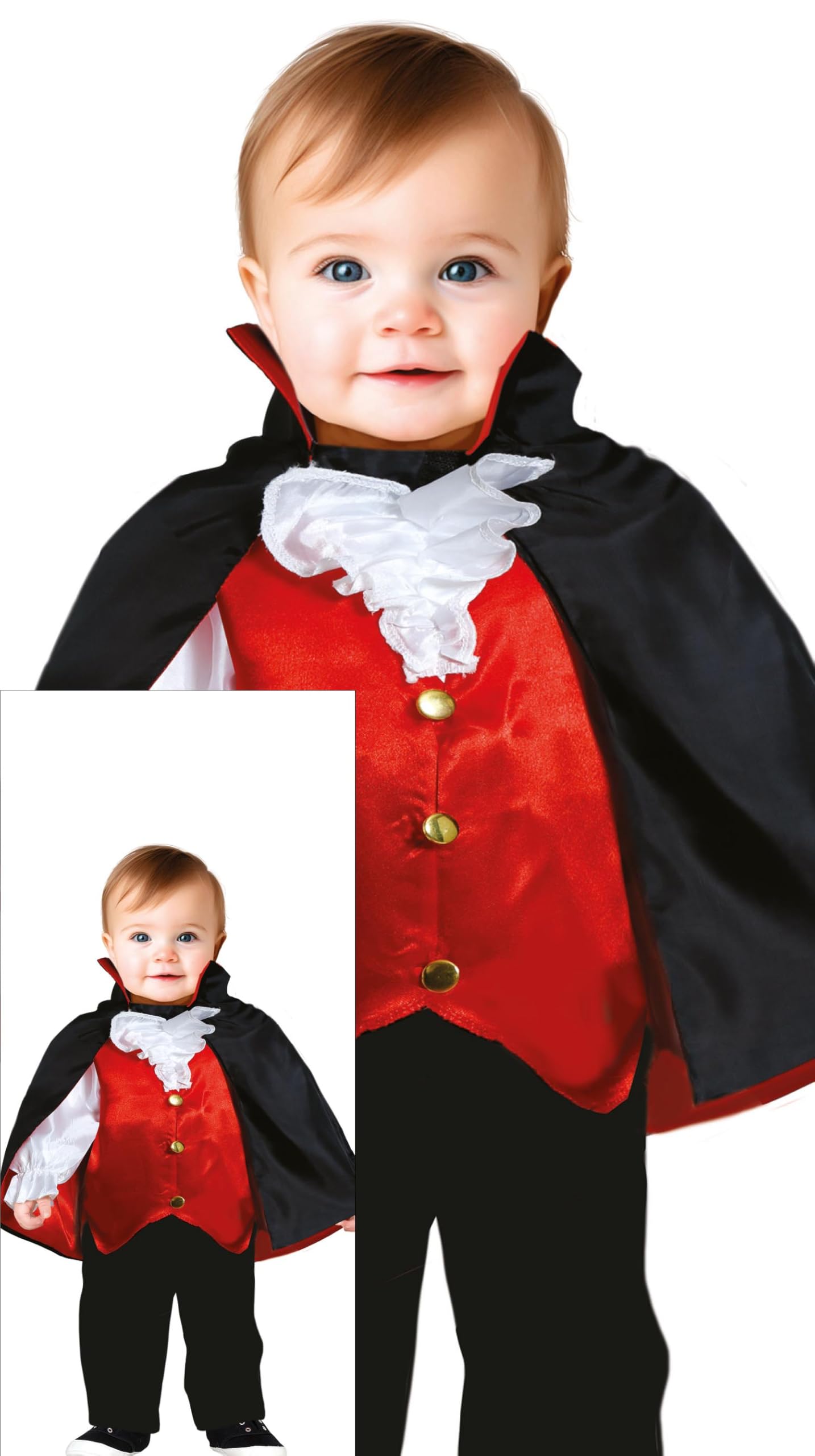 FIESTAS GUIRCA Adorable Vampire Baby Fancy Dress Costume - Toddler Vampire Costume with Cape - Baby Boys Age 12-18 Months