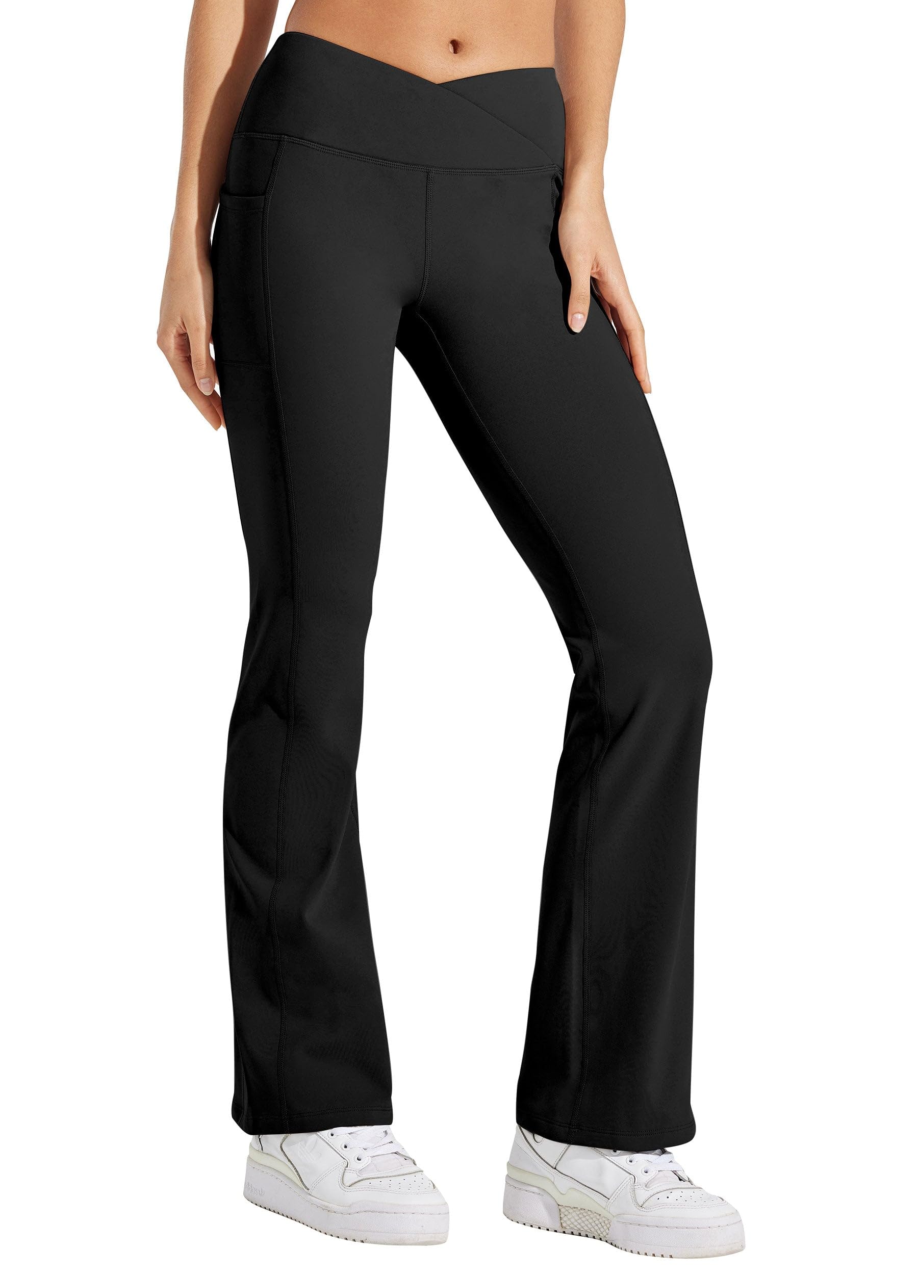 WILLIT Pantalon de yoga doublé thermique pour femme - Pantalon de yoga Bootcut en polaire - Legging chaud pour l'hiver - Pantalon évasé - Pantalon évasé - Pantalon évasé - Imperméable - Taille haute