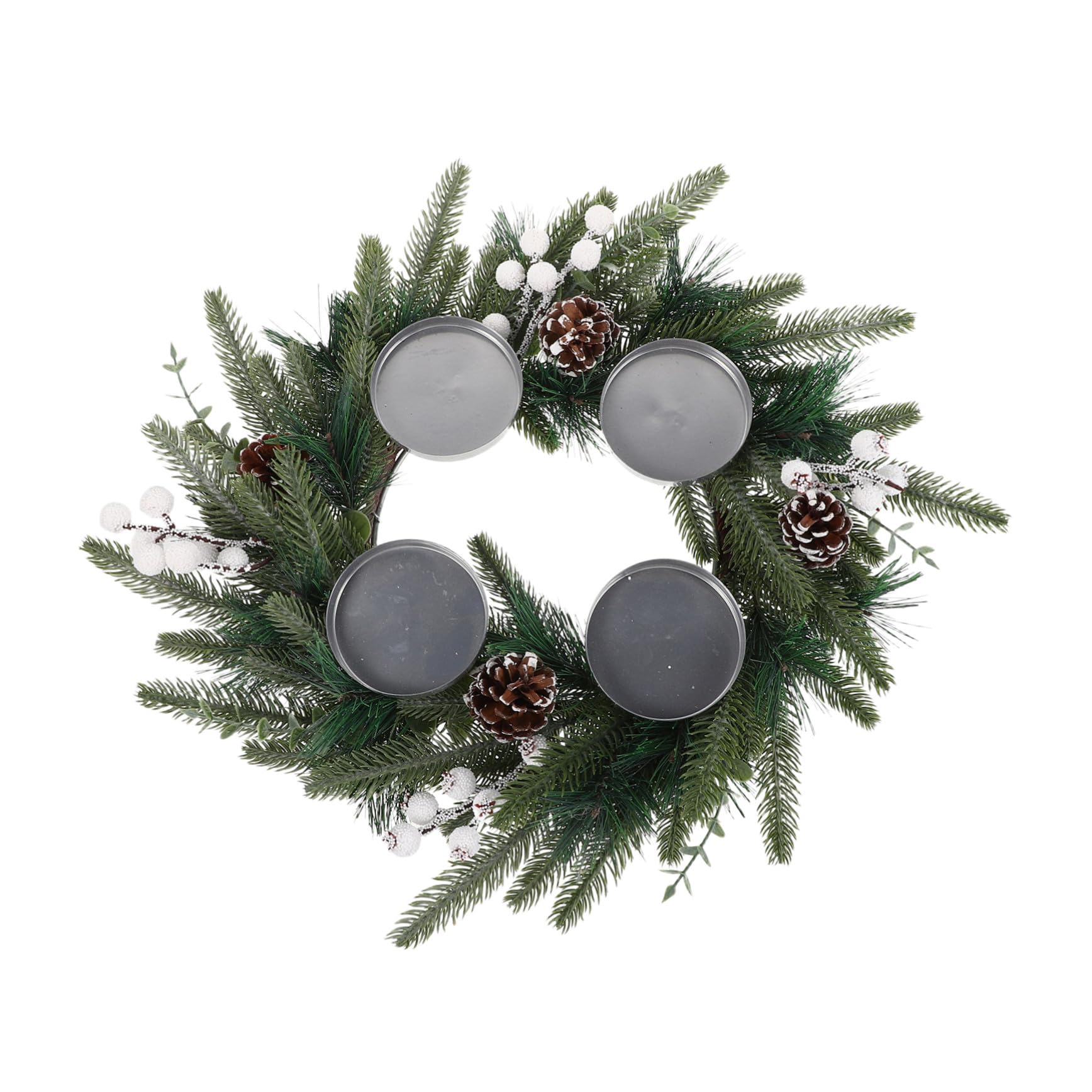 Bougie pour couronne de Noël Alipis avec pin, cône et baies pour table