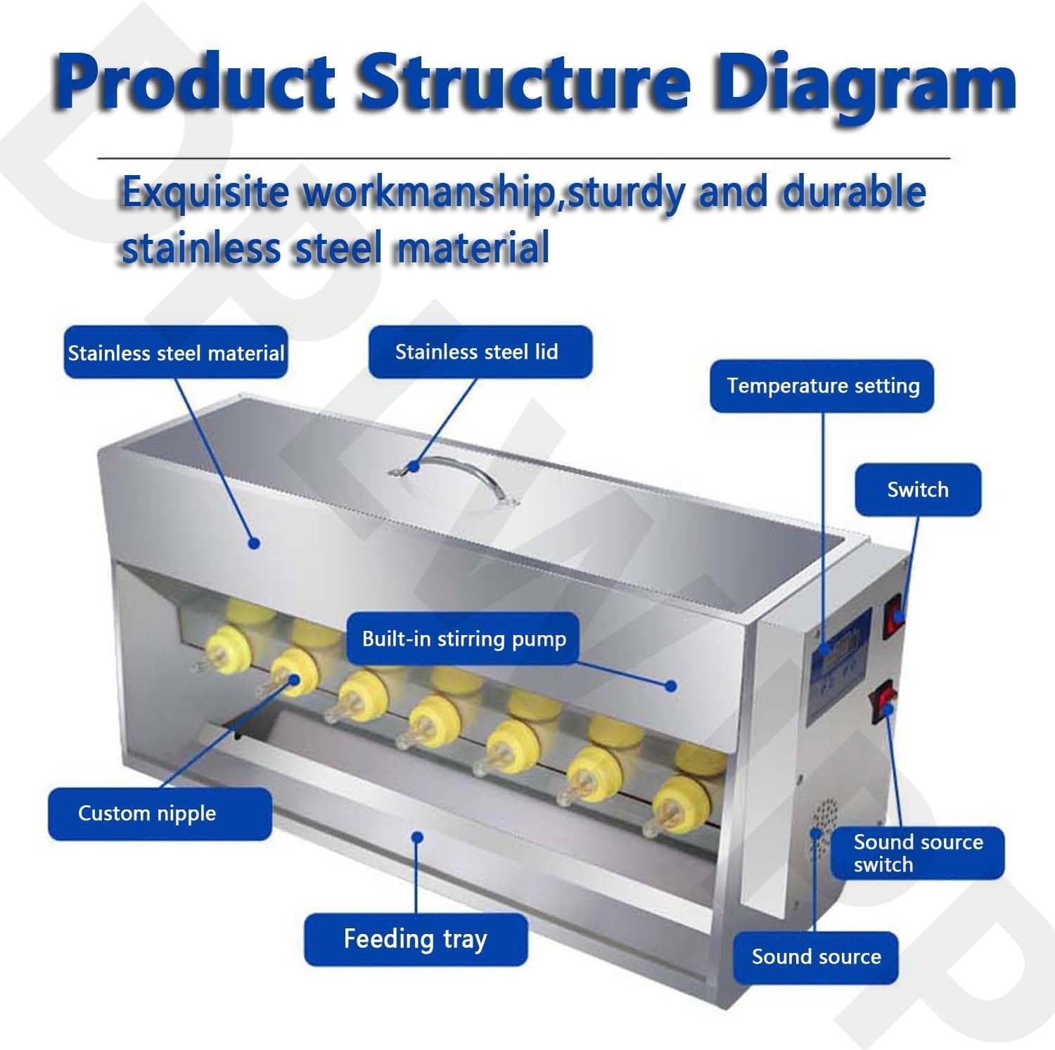 Automatic Double-Sided Fully Automatic Nipple Feeder Piglet Milk Feeders for Multiple Piglets Nipple Silica Gel Piglet Nursing Station 10/14 Teats Piglet Milk Feeder 10bit