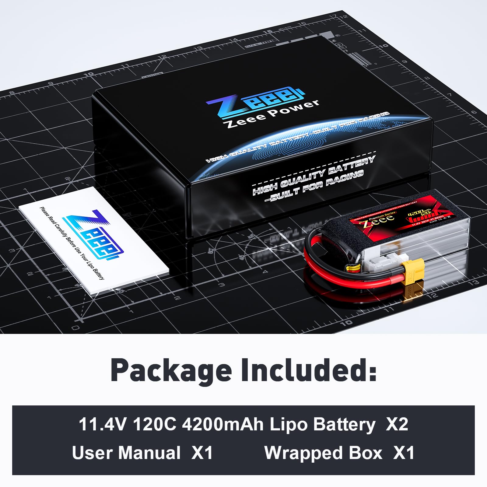 Zeee 3S Lipo Batteria Premium Serie 4200mAh 120C 11.4V Batteria Alta Tensione Corta con Spina XT60 Compatibile con Rock Crawler Elicottero Aeroplano Drone Boat Racing Modelli (2 Pezzi)