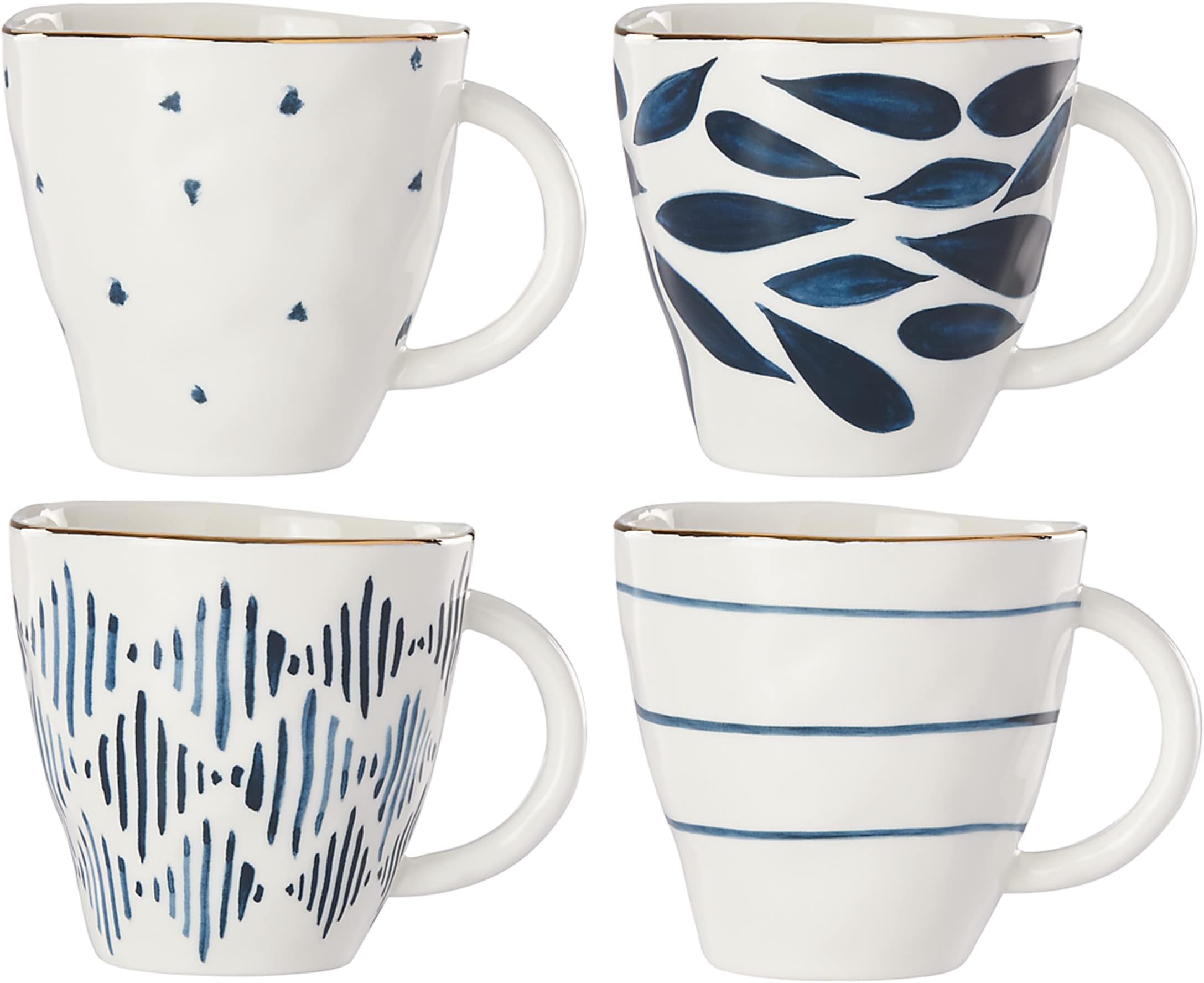 Set Di 4 Tazze Lenox Oyster Bay In Porcellana Bianca: Design Naturale Con Accenti Grigi, Lavabili In Lavastoviglie, Eleganza Senza Tempo Per La Tua Tavola.