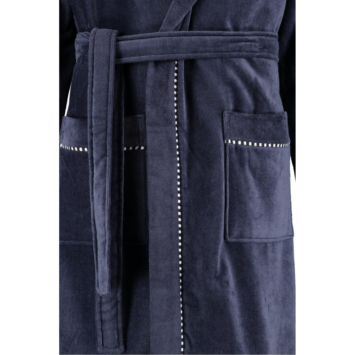 ESPRIT Albornoz de terciopelo, 100% algodón, azul marino, L