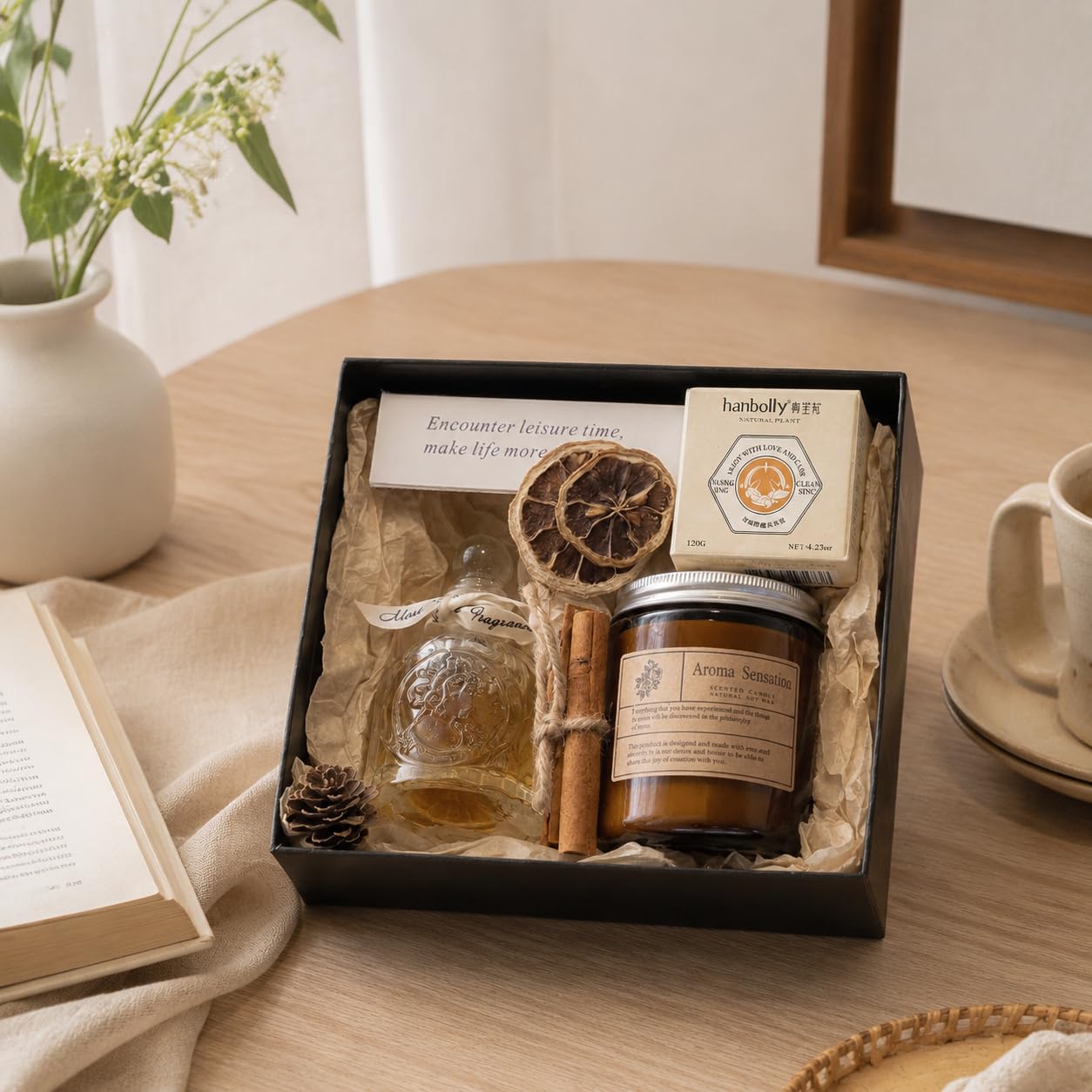 Set Regalo Velas Aromáticas Perfumadas con Aceites Esenciales, Soja, Vela Jabón para Mujer