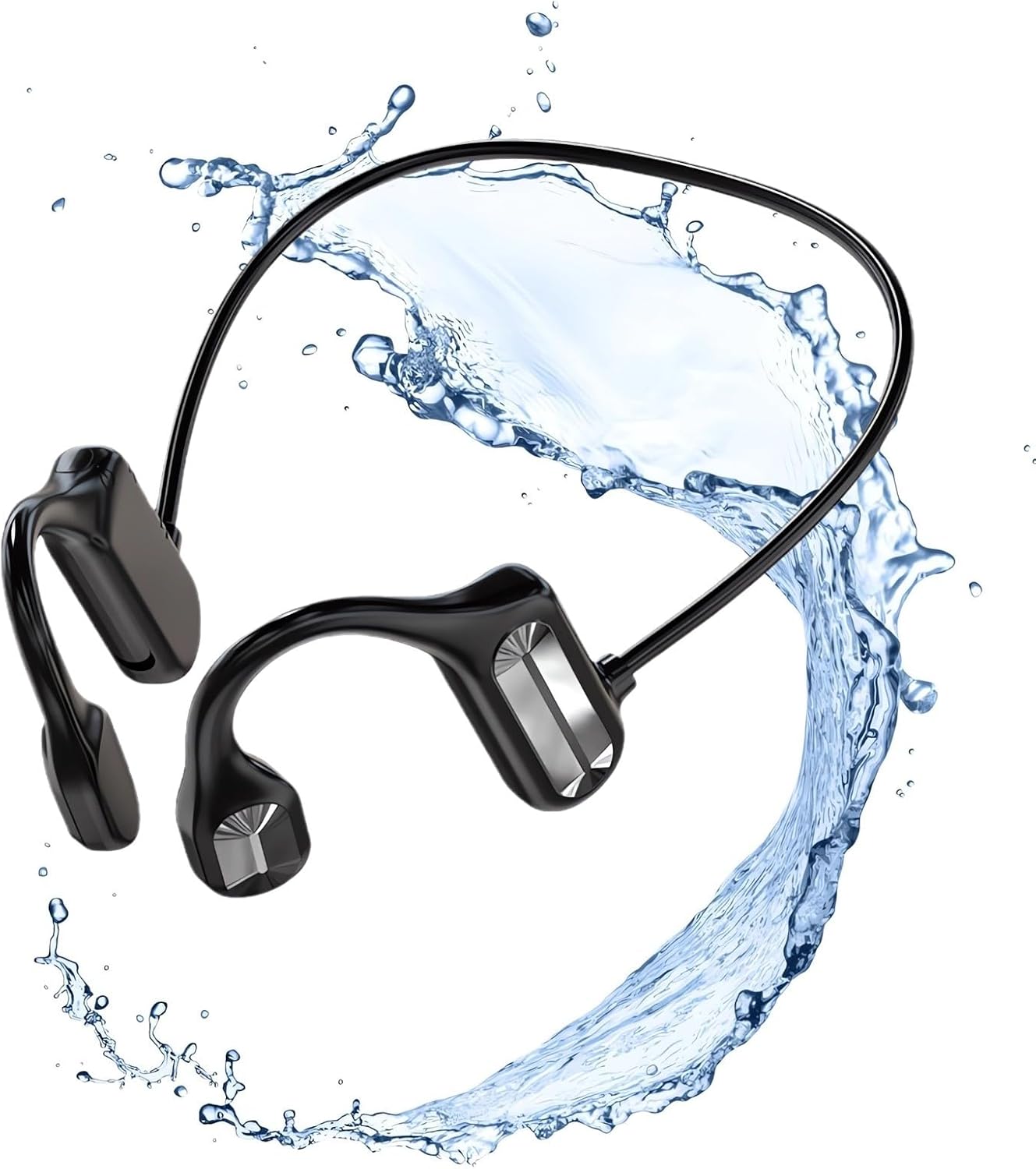 Bone Conduction Headphones - 2023 New Waterproof Bone Conduction Head Phones with Mic, 5.3 Open-Ear Earbuds Sports Headphones Ear Bone Running Music Headphones (Black)