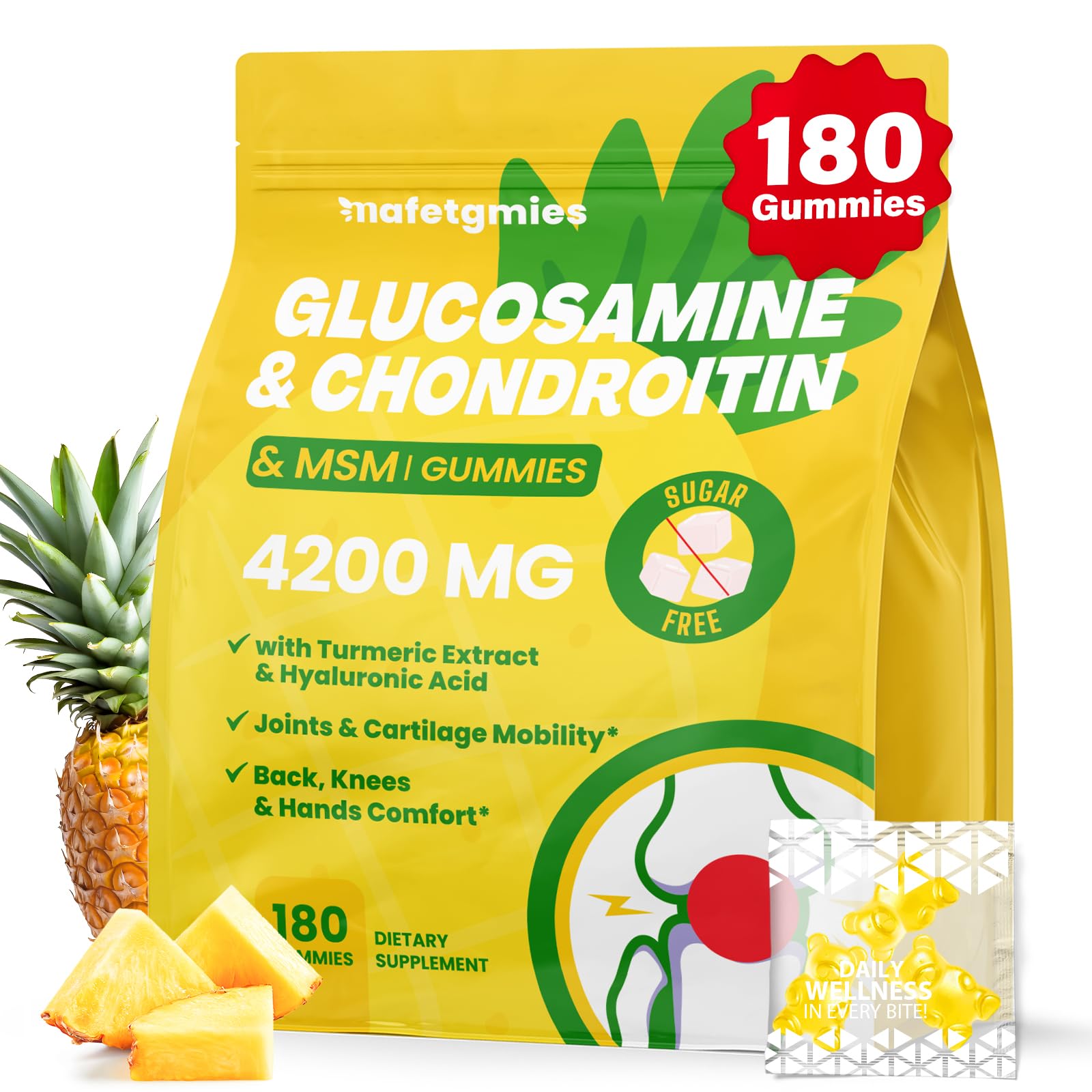 Glucosamine Chondroitin Gummies, Joint Supplements for Men Women, 180 Count