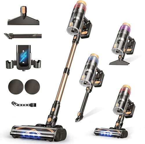 Cordless Vacuum Cleaner, Upgraded 600W 50KPA 70Mins Vacuum Cleaners for