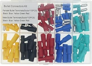 100 Pcs Bullet Connectors Kit, Insulated Bullet Connectors Terminals Female and Male, Electrical Marine Bullet Crimp Automotive Wire Connectors Terminals