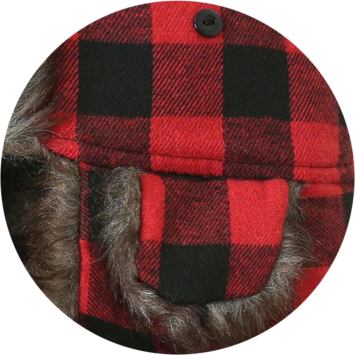 Women Men Trapper Hat with Faux Fur Ear Flaps Furry Fuzzy Trapper Plaid Cap Cold Weather Outdoor Warm Bomber Hat